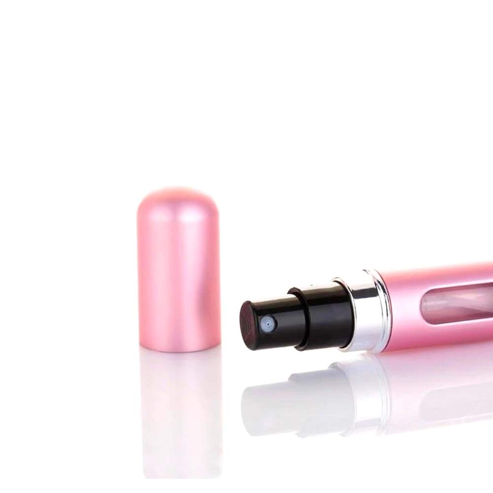 Dan Adora 5ml Portable Mini Perfume Atomizer - Refillable Travel Size Aluminum Spray Bottle for Perfume, Body Mist & After Shave | Leak-Proof Design in Pink | Perfect for Travel, Gym & Everyday Carry