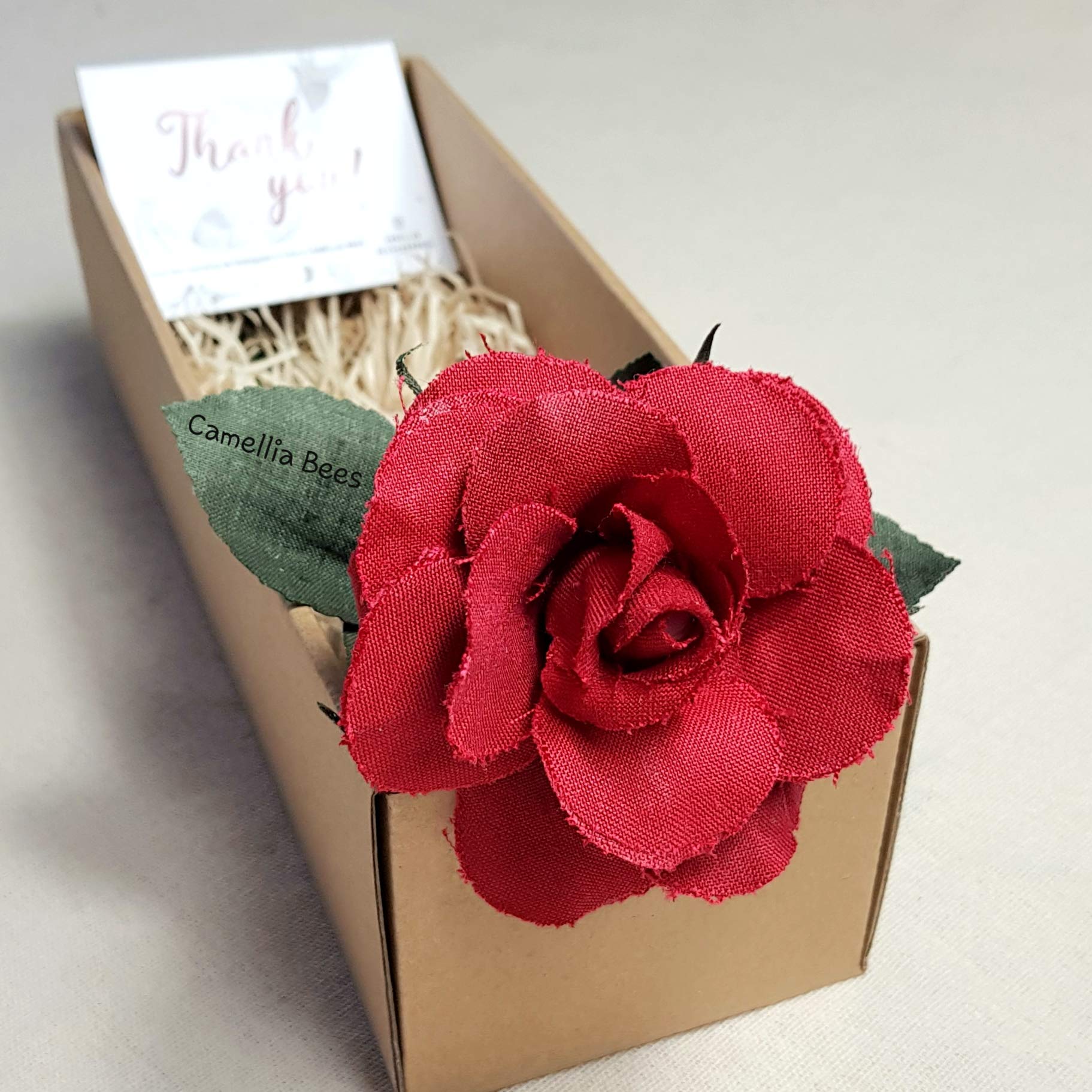 Handmade Cotton Linen Rose Flower - Perfect for Wedding Anniversary, Valentine's Day, Mother's Day Gift (Red) - Romantic Home Decor & Special Occasion Present