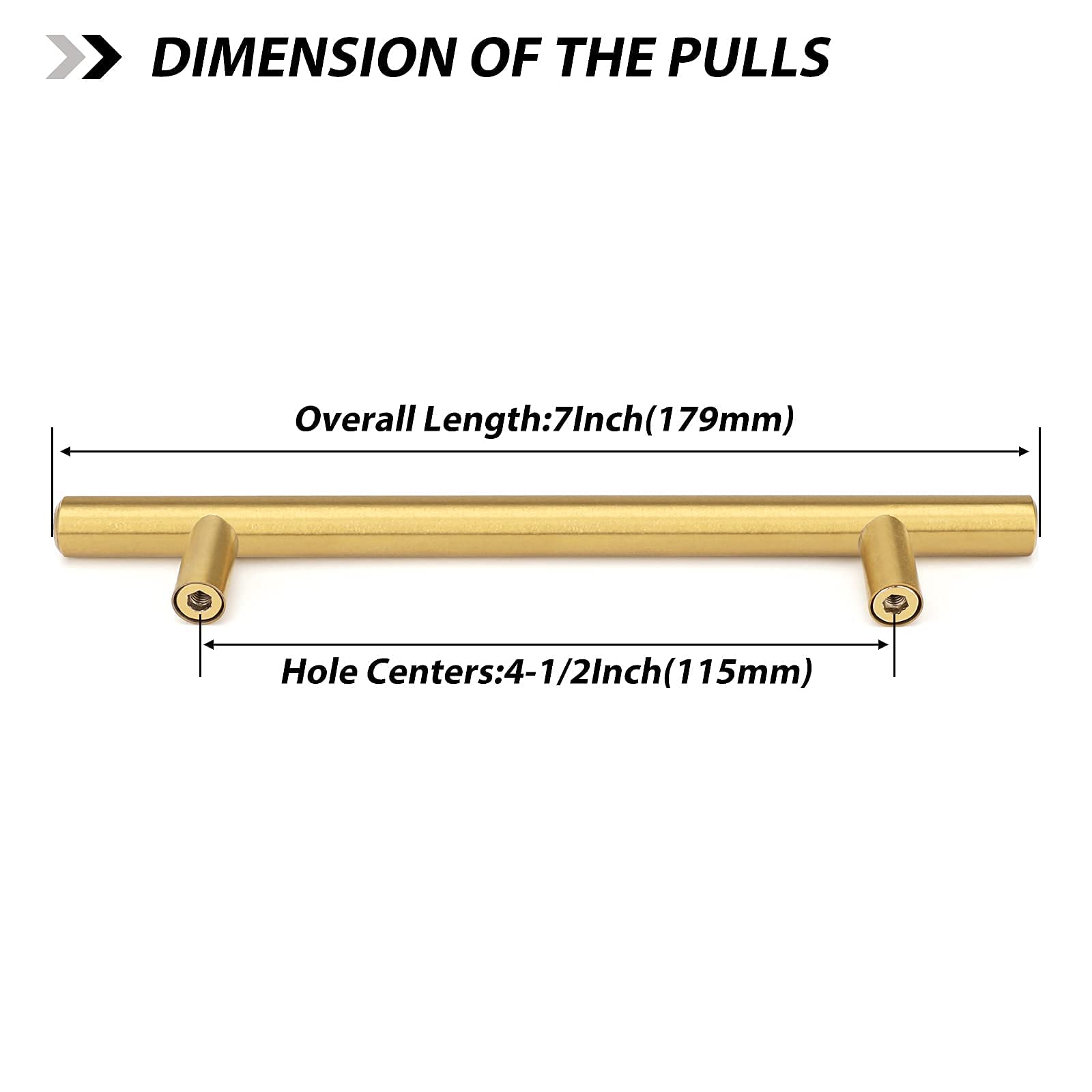 40 Pack Gold Cabinet Handles - LS201GD115 Stainless Steel Drawer Pulls for Kitchen & Dresser (115mm Hole Centers) - Elegant Hardware Upgrade for Cabinets, Furniture & Home Decor