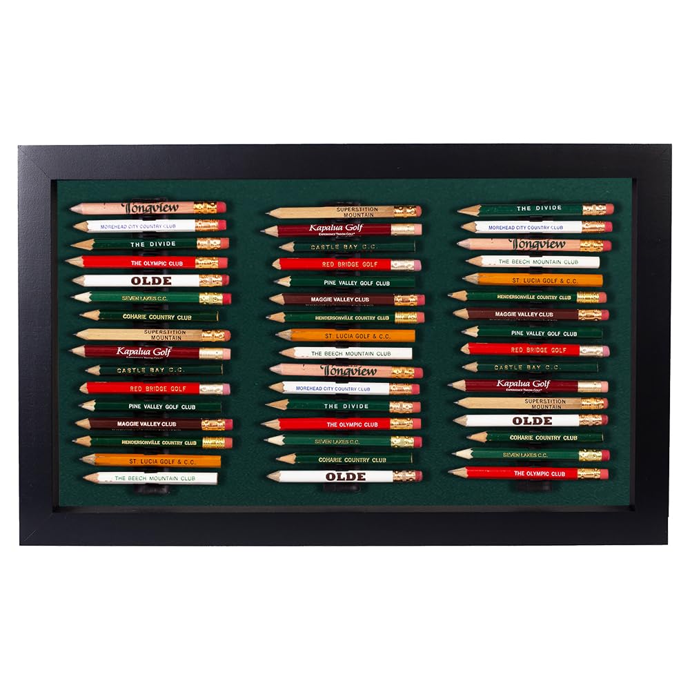 Eureka Golf Pencil Display Case - Holds 48 Round or Hexagonal Golf Pencils - Premium Black/Green Design - Made in USA - Perfect for Golf Tournaments, Pro Shops & Office Supplies