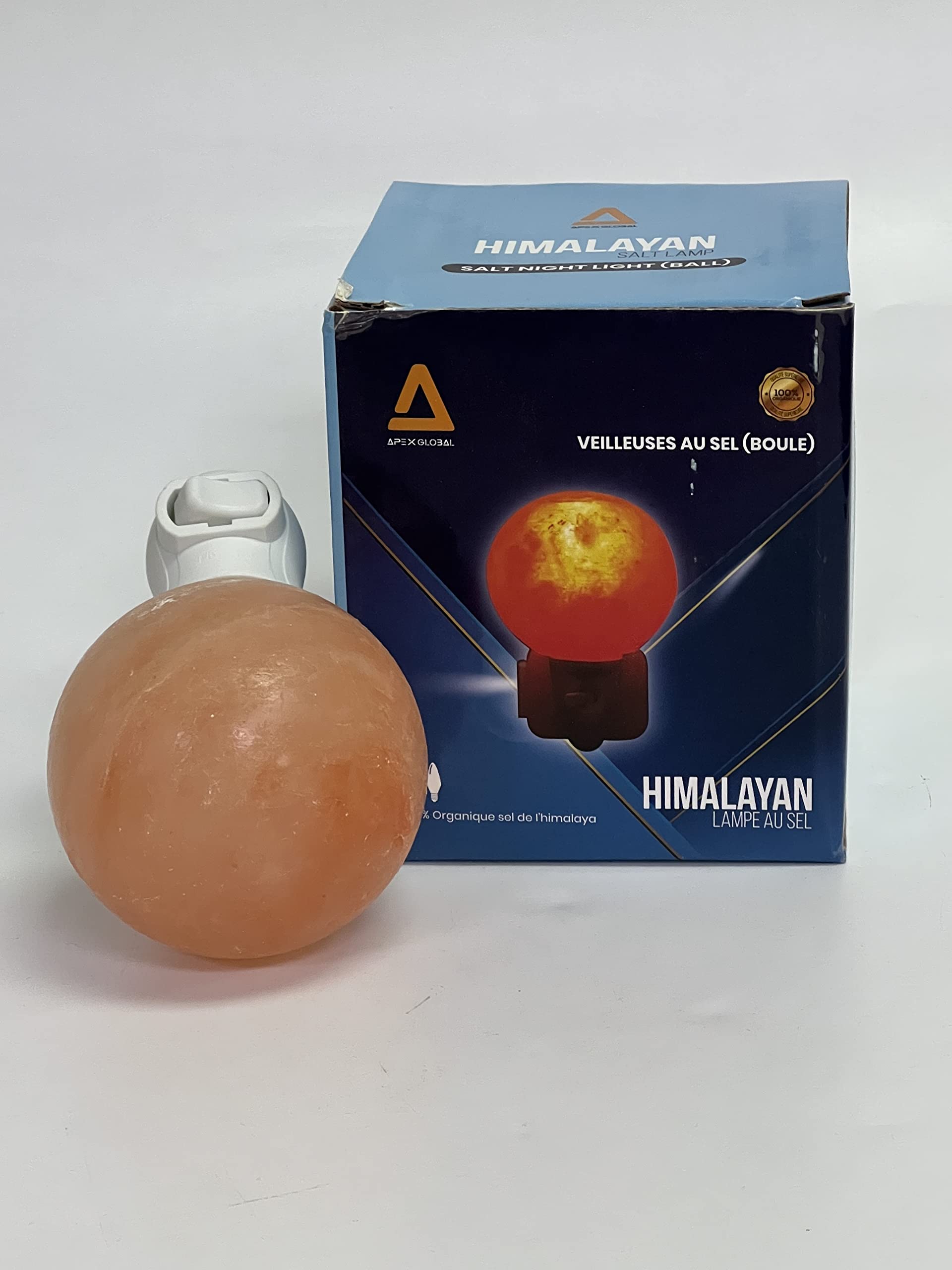 ApexGlobal Himalayan Salt Night Light - Hand Carved Crystal Plug-in Lamp for Bedroom, Living Room, Bathroom & Hallway (5 Inches, 2 lbs) - Perfect Relaxation Light & Unique Gift Idea for Home Decor, Yoga Meditation & Stress Relief