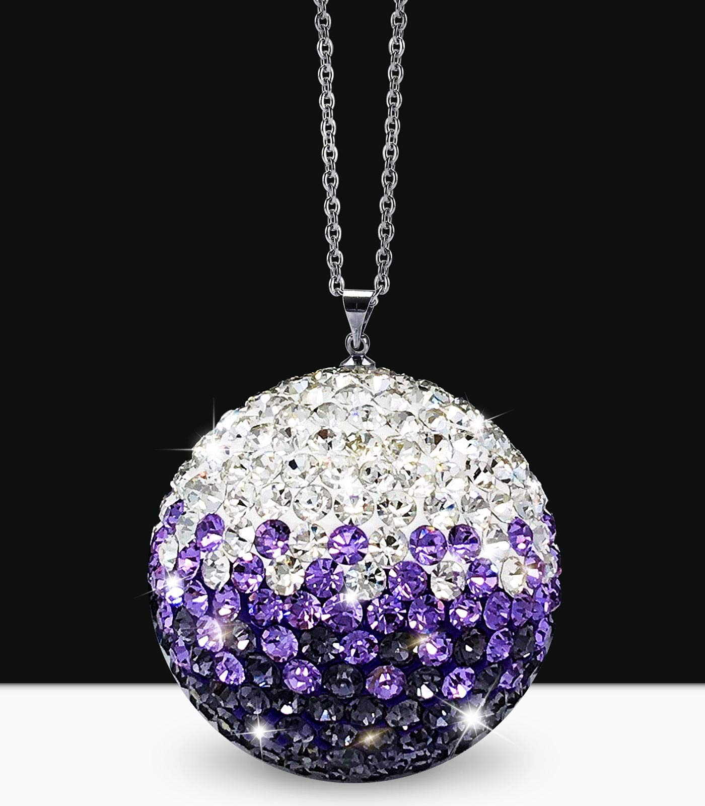 Sparkling Purple Crystal Ball Rear View Mirror Charms - Elegant Car Interior Accessories for Women | Perfect for Personalizing Your Vehicle & Adding a Touch of Glam to Daily Commutes