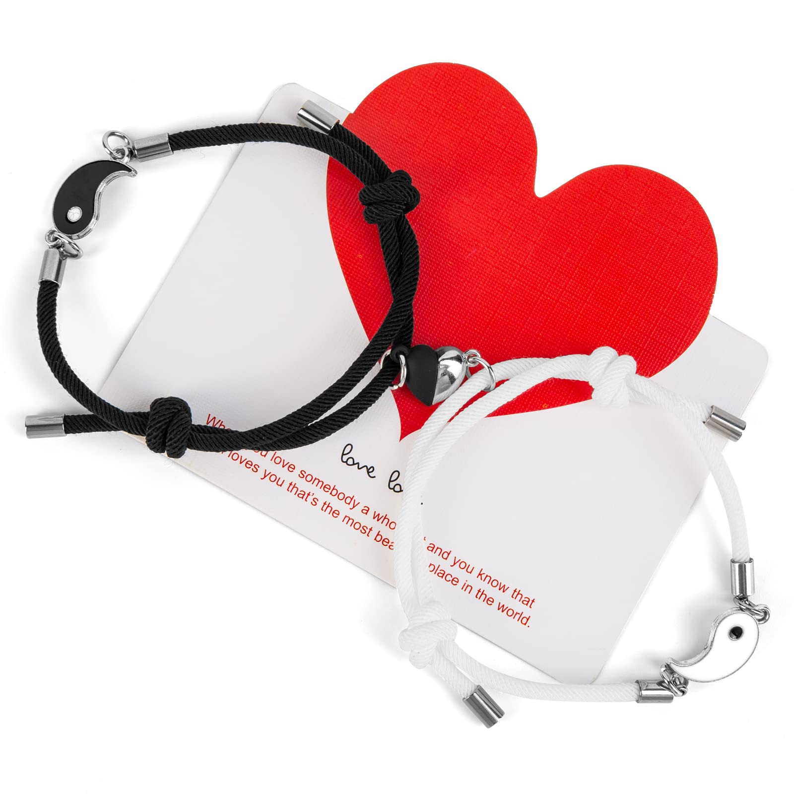 Magnetic Couple Bracelets Set for Women & Men - Matching Love Bracelets with Pendant, Romantic Gift for Couples, Friendship & Parent-Child Bonding - Perfect for Anniversaries, Valentine's Day & Special Occasions