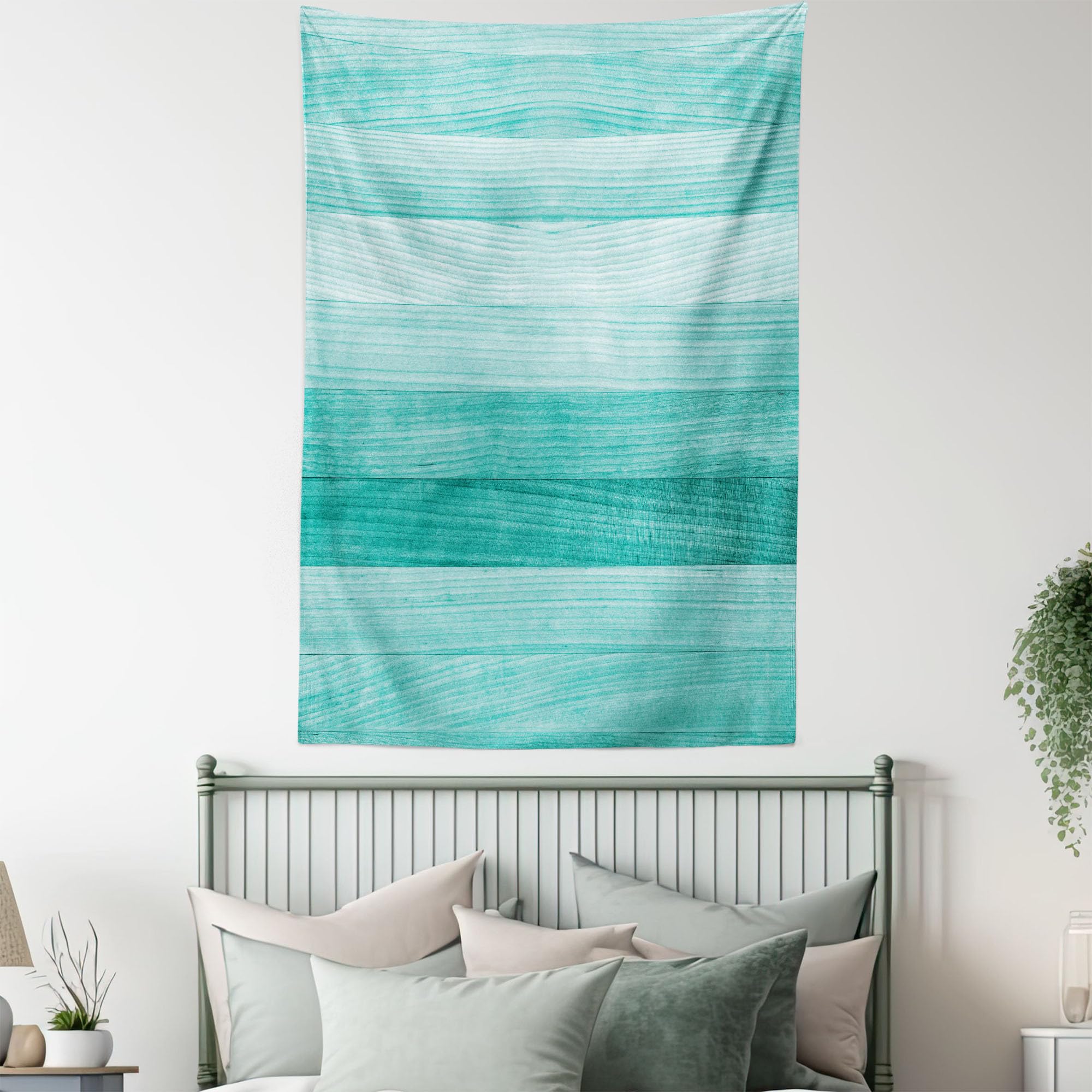 Ambesonne Turquoise Tapestry - Hand-Painted Wood Board Design with Horizontal Lines, Easter Holiday Wall Art Decor for Bedroom, Living Room, Dorm (23