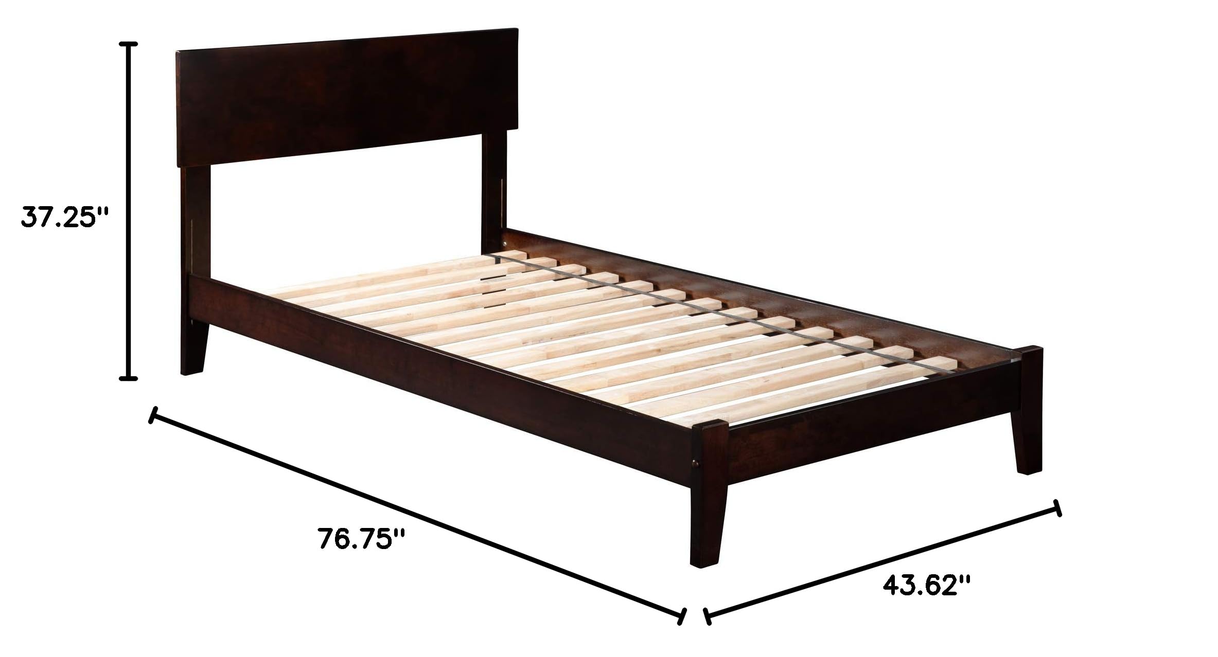 Atlantic Furniture Orlando Open Foot Bed Frame in Espresso Finish - Modern Platform Bed for Bedroom, Guest Room, or Dorm