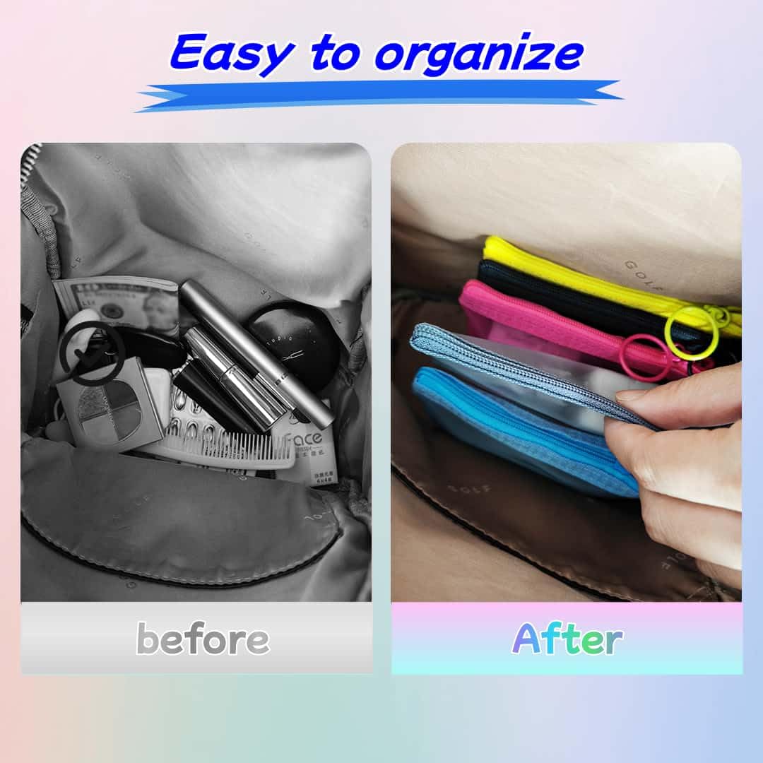 5 Pack Small Zipper Pouch & 5 Pack Mesh Pencil Pouches - Mini Organizer Bags for Purse, Travel, Toiletries, Diapers & School Supplies | Compact Storage for Cosmetics, Stationery & Essentials