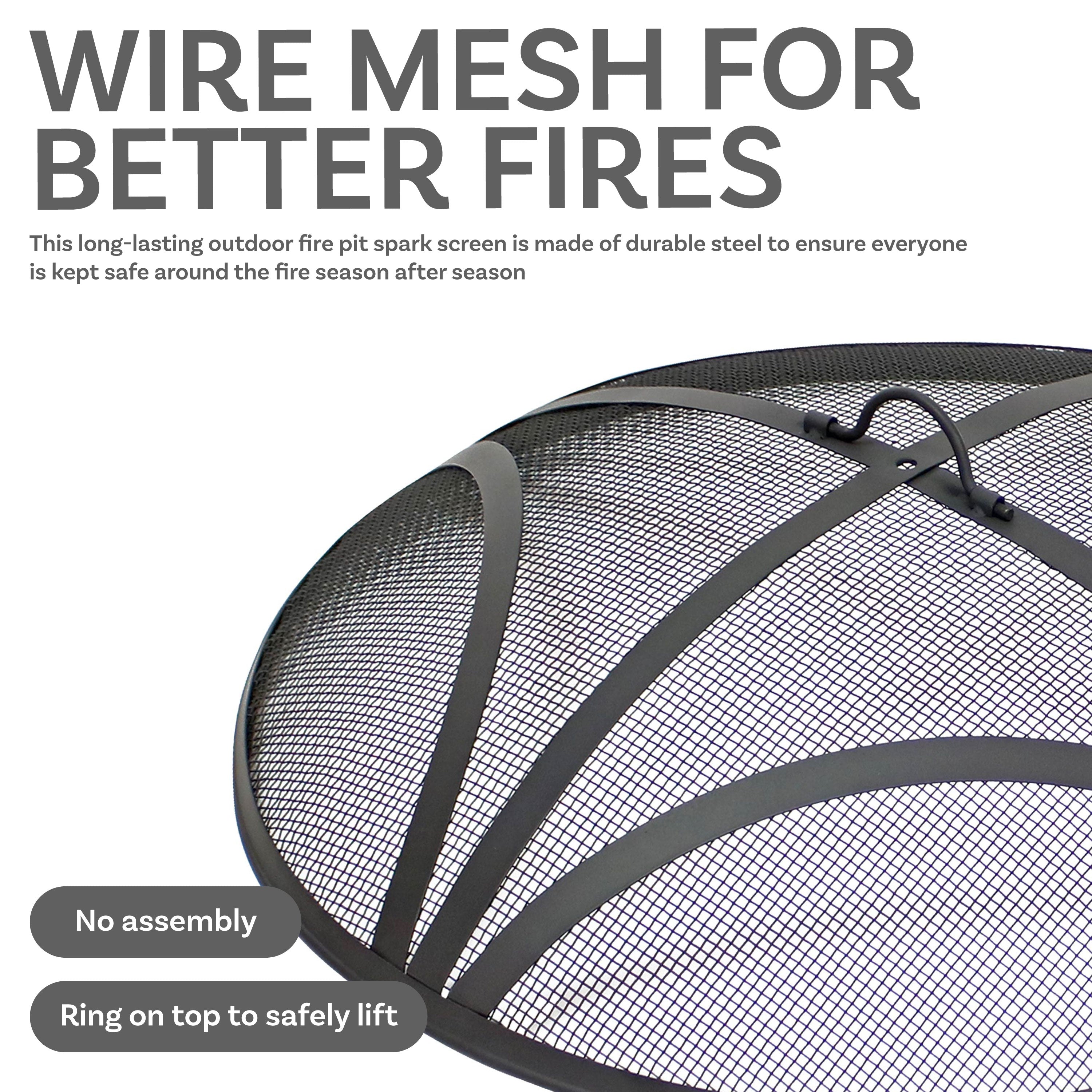Sunnydaze 36-Inch Round Steel Fire Pit Spark Screen & Lid - Durable Outdoor Fire Pit Cover for Camping, Backyard, Patio, and Bonfire Safety