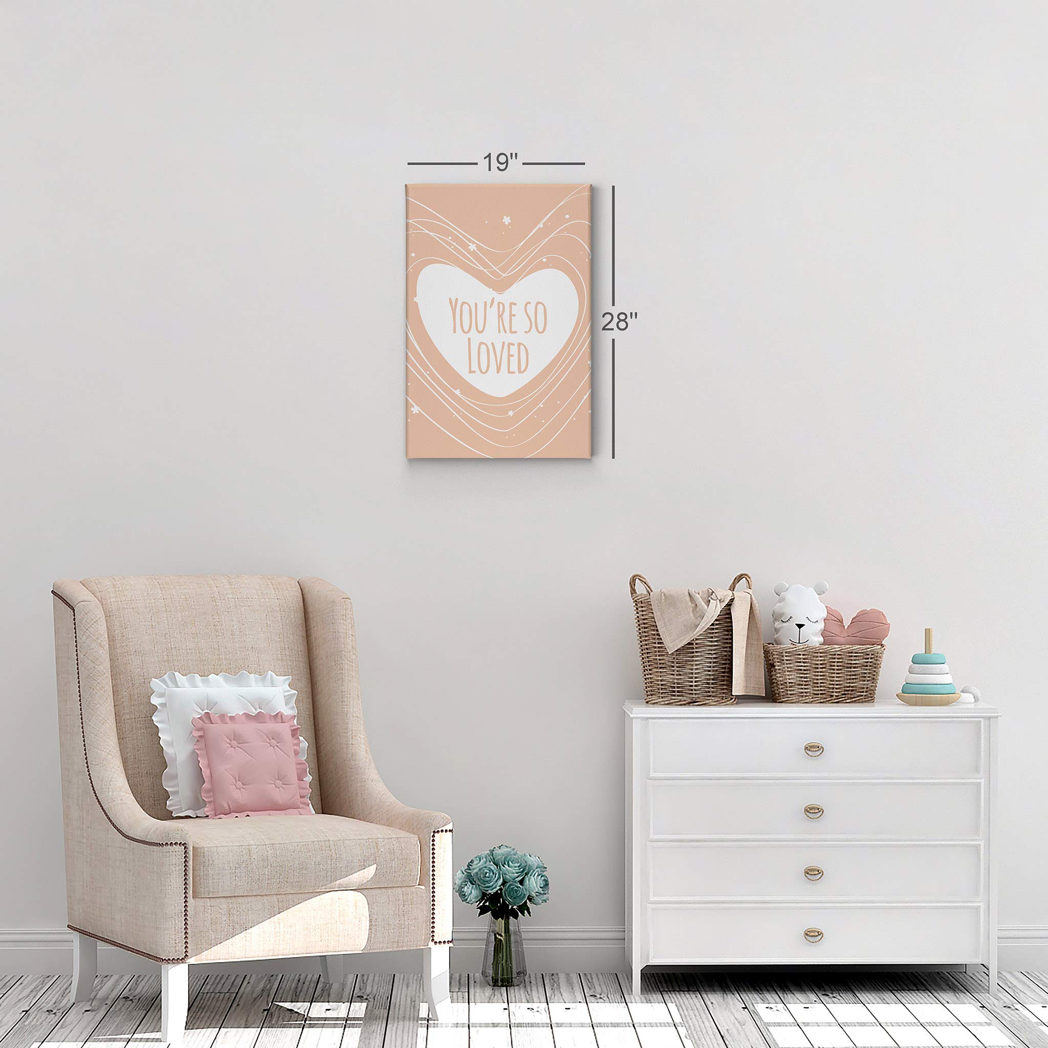 You're So Loved Cute Lettering Pink Canvas Print - 40x30 Inch Nursery Wall Art, Kids Room Decor, Baby Gift - Ready to Hang Made in USA | Perfect for Bedroom, Playroom & Baby Shower Decorations