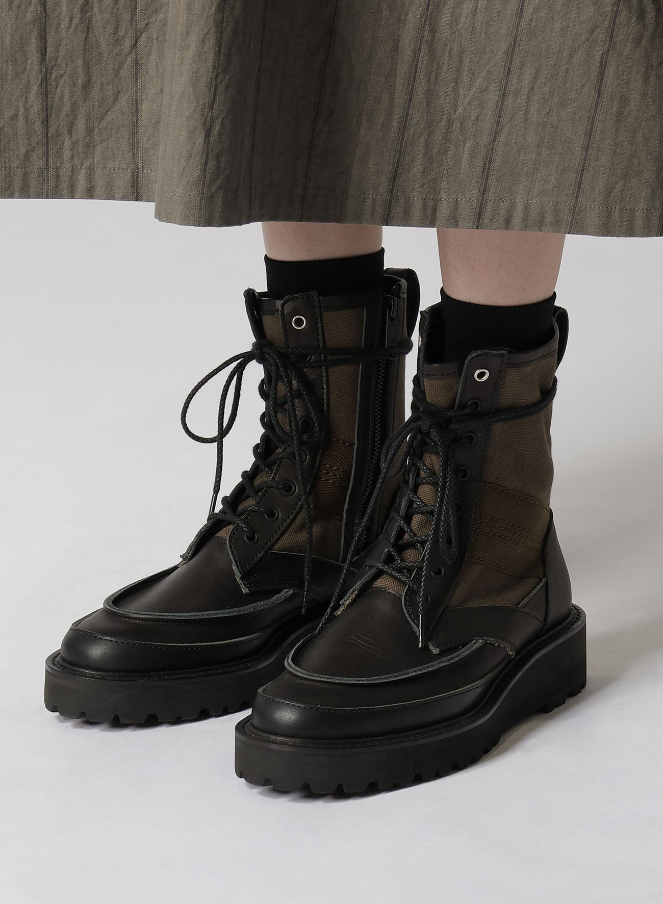 Men's Military Boots - Cotton Duck & Leather Combat Boots for Outdoor Hiking, Tactical Work & Adventure