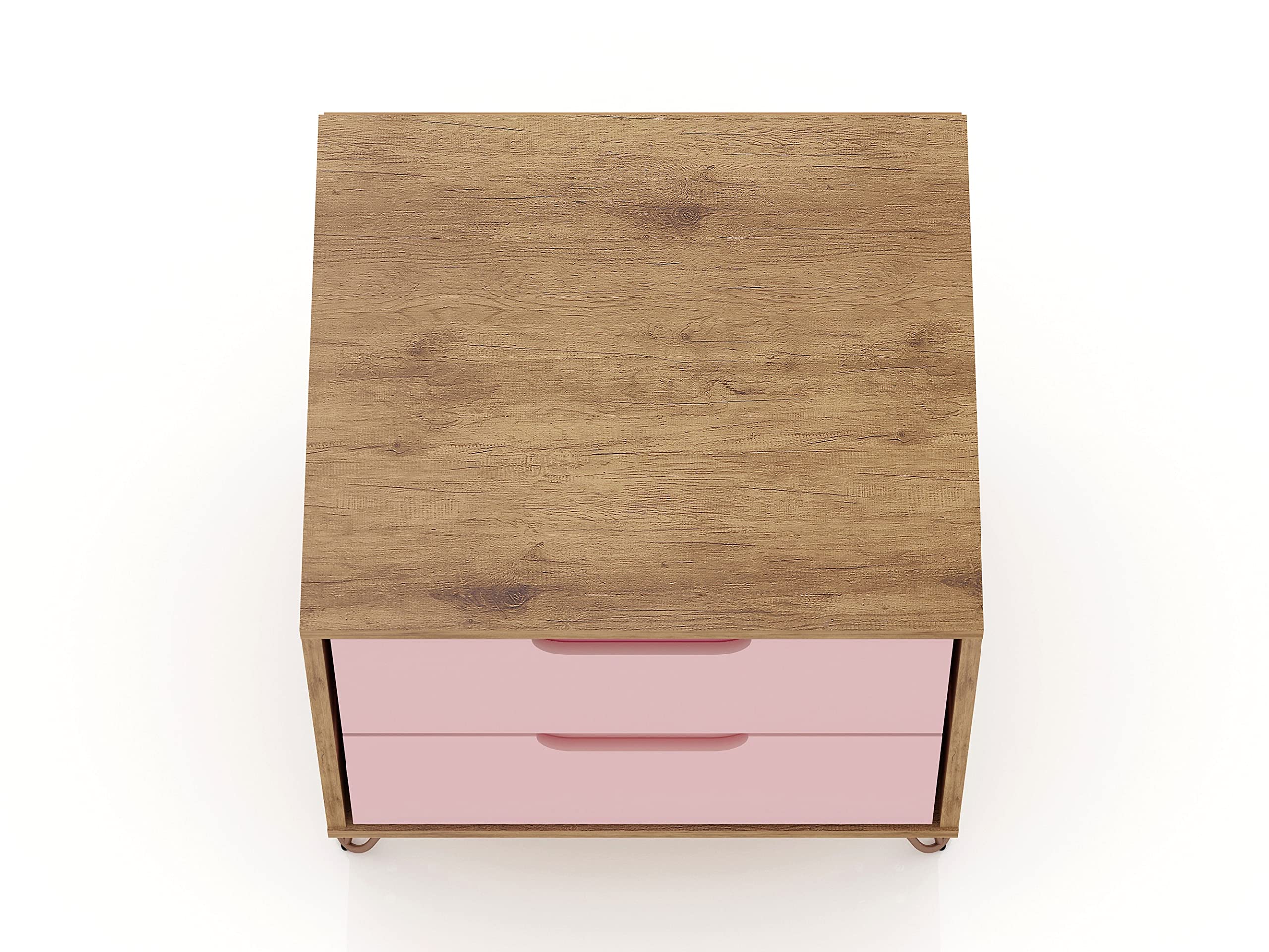 Mid Century Modern Nightstands Set of 2 with Drawers - Minimalist Bedside Tables for Bedroom & Living Room - Pink Storage Organizer - Perfect for Small Spaces, Guest Rooms & Apartment Decor