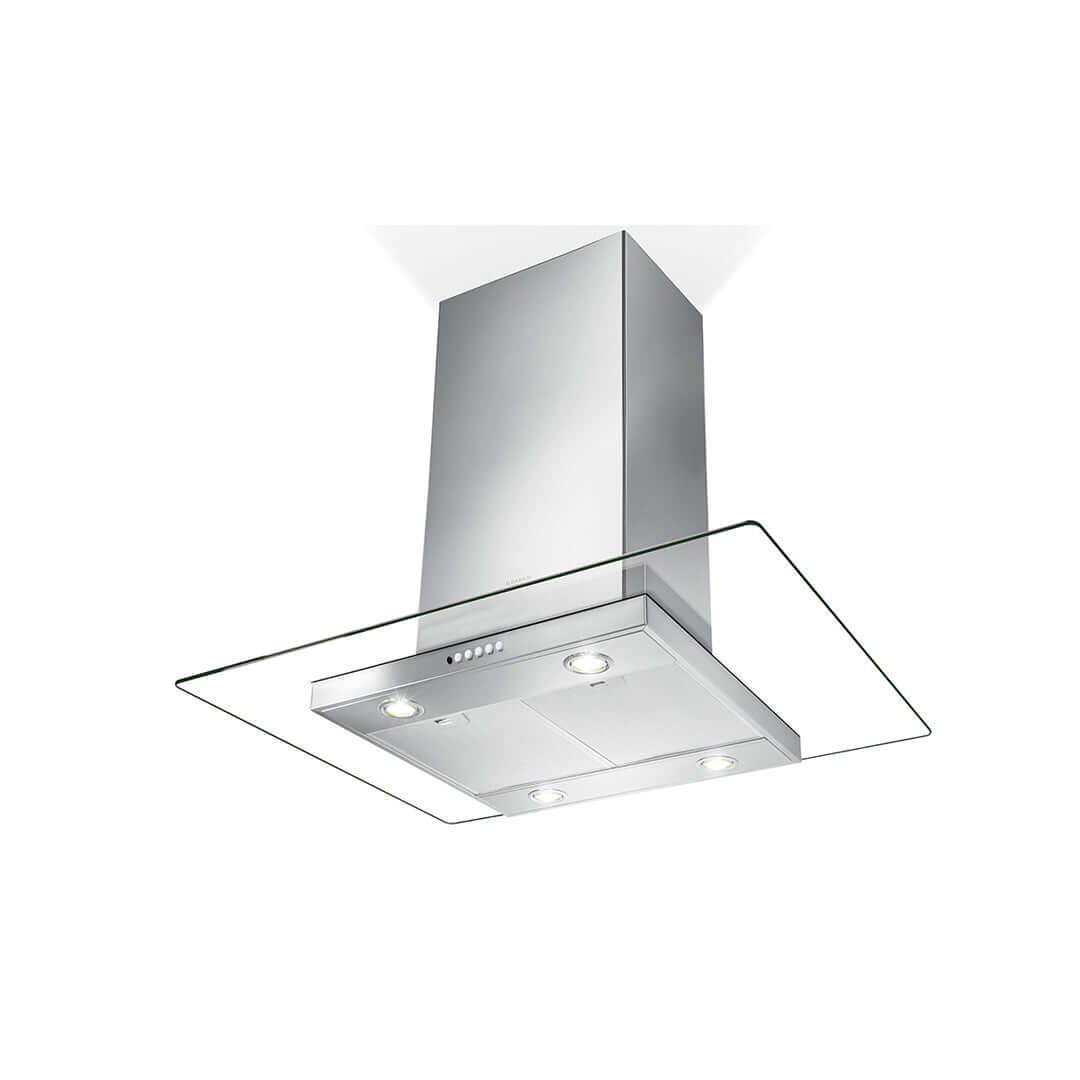 Faber Glassy Isola 36-Inch Stainless Steel Island Mount Range Hood - Powerful Kitchen Ventilation for Modern Open-Concept Homes