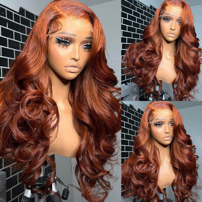 Eullair Ginger Brown Body Wave Wig - Glueless Pre-Colored Human Hair Lace Front Wig for Women | Natural Look for Daily Wear, Parties & Special Occasions