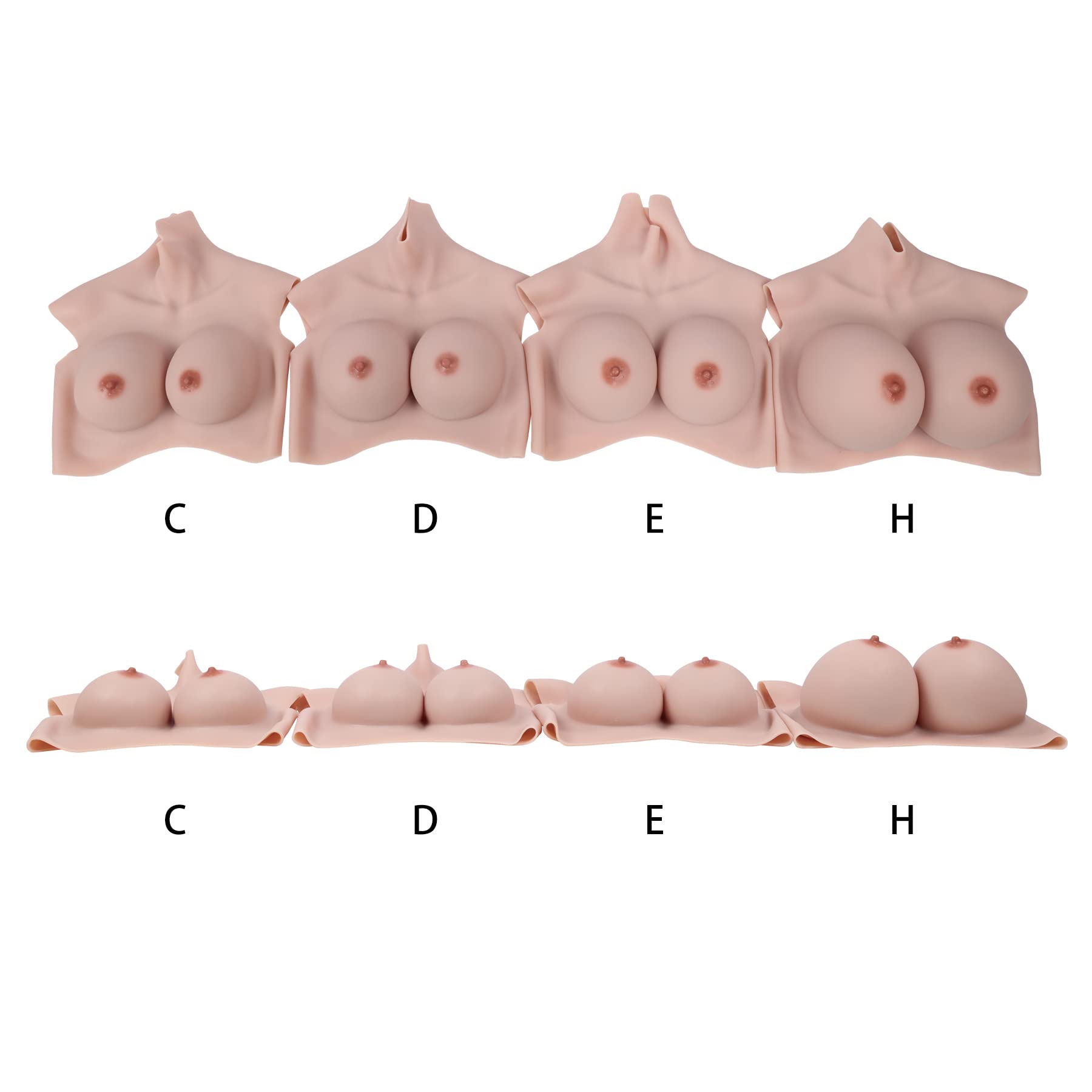 Premium Silicone Breast Forms with Flocking Design - Comfortable, Breathable & Matte Skin Finish - Plus Size for Crossdressers & Drag Queens - Ideal for Cosplay, Theater Performances & Gender Affirmation
