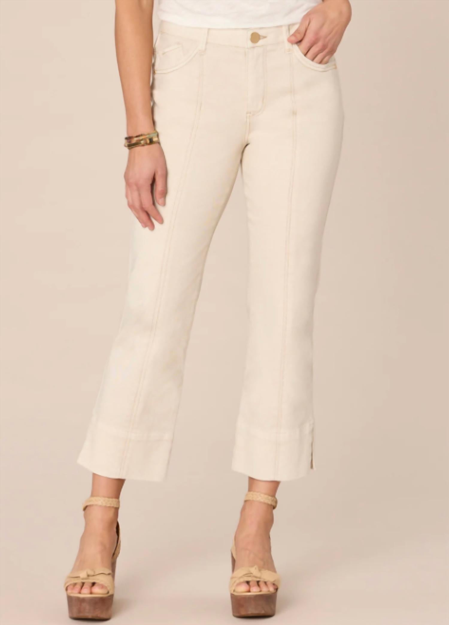 Absolution High Rise Kick Flare Pants with Center Seam in Beige | Women's Stretch Bootcut Trousers for Work & Casual Wear