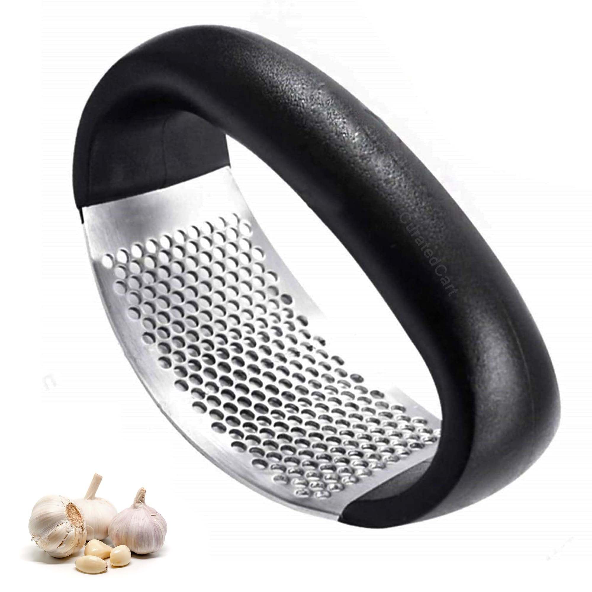 Premium Stainless Steel Garlic Press Rocker - Heavy Duty Ginger Crusher & Mincer - Easy Squeeze Kitchen Gadget for Fresh Garlic & Ginger - Perfect for Cooking, Baking & Meal Prep