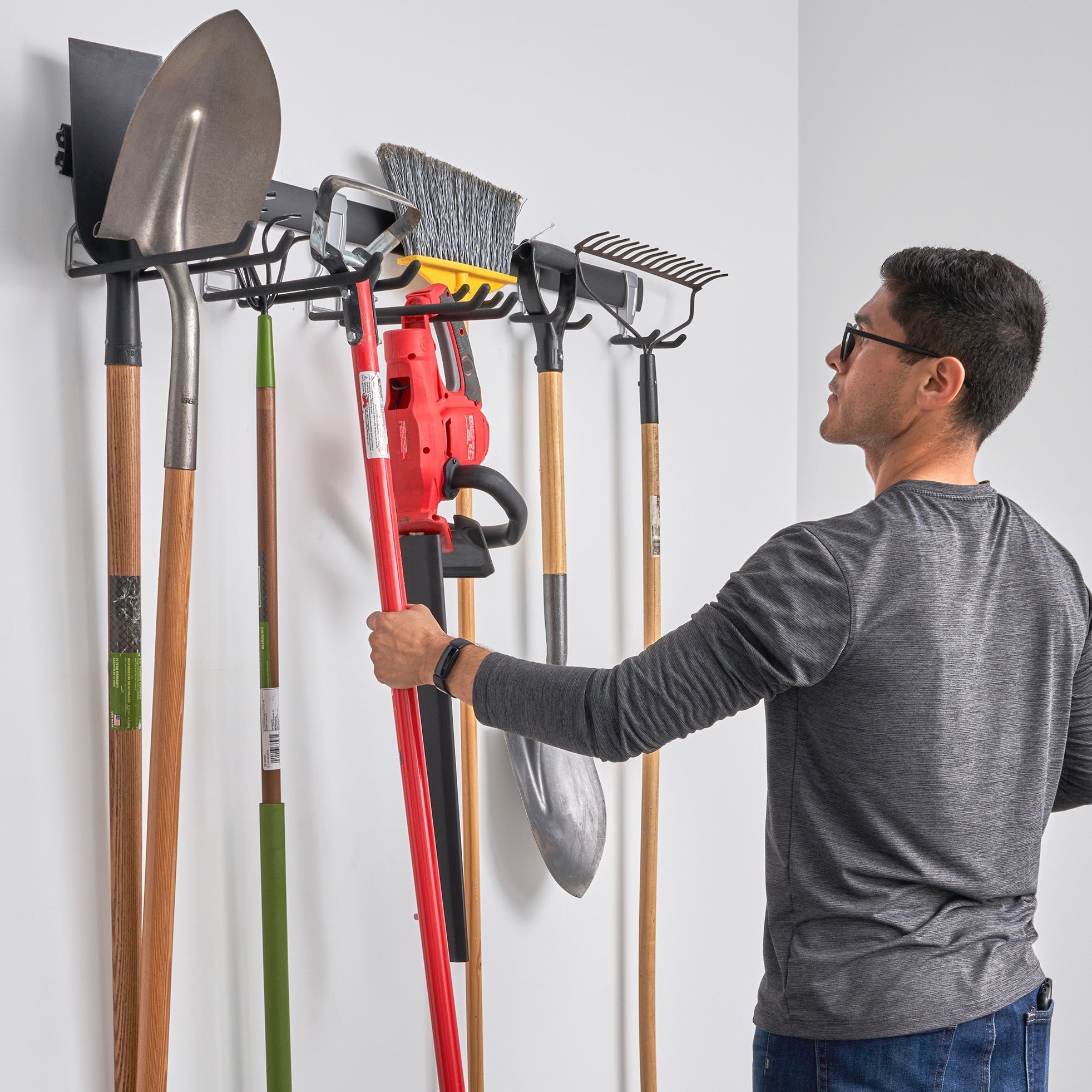 Heavy Duty Garage Track System with Double Hooks - 6 Pack (3 Large & 3 Small) for Wall Storage, Tool Organization & Bike Rack - Perfect for Garage, Workshop & Home Storage Solutions