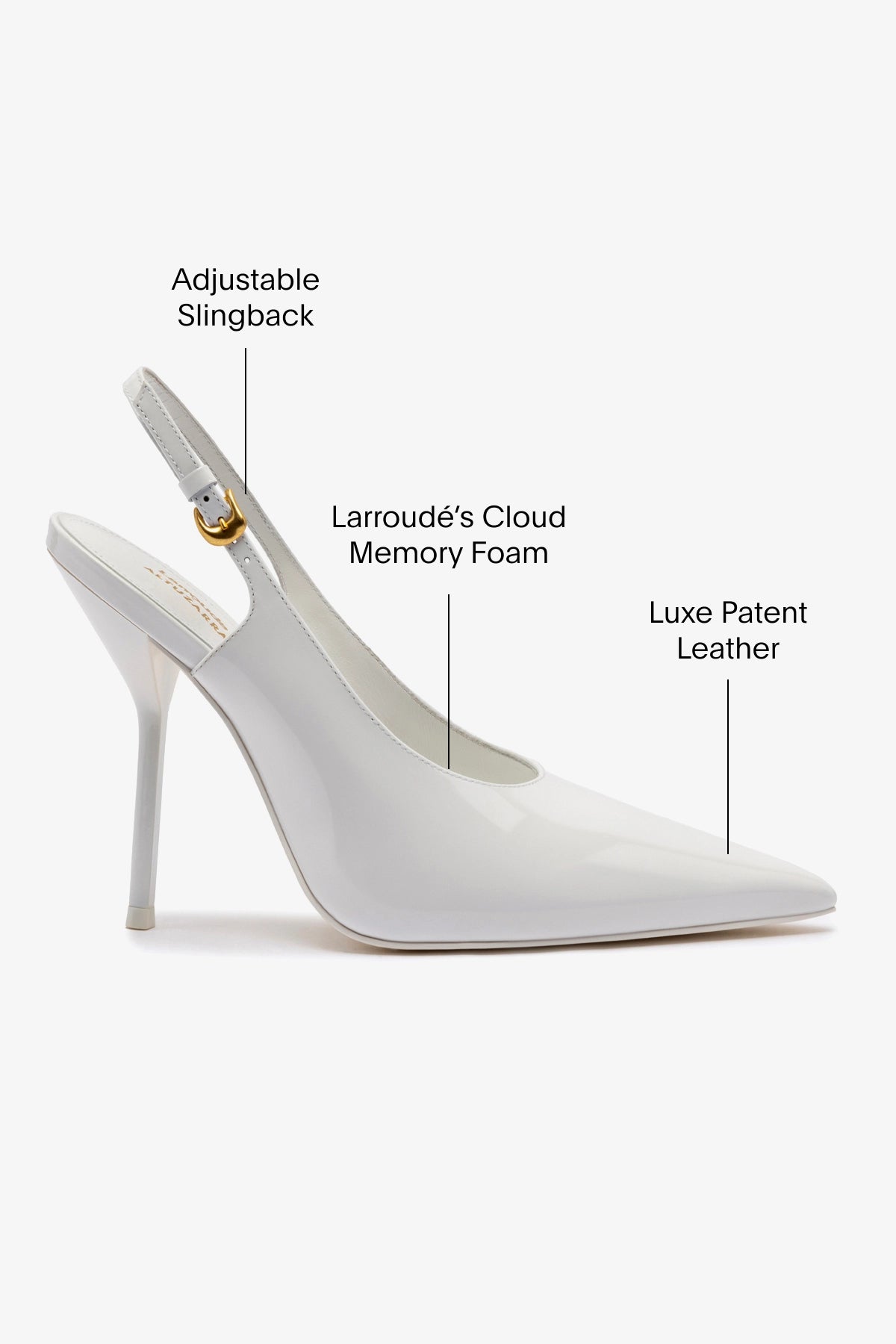 Larroudé x Altuzarra White Patent Leather Pumps - Elegant Women's Dress Shoes for Weddings, Parties & Office Wear