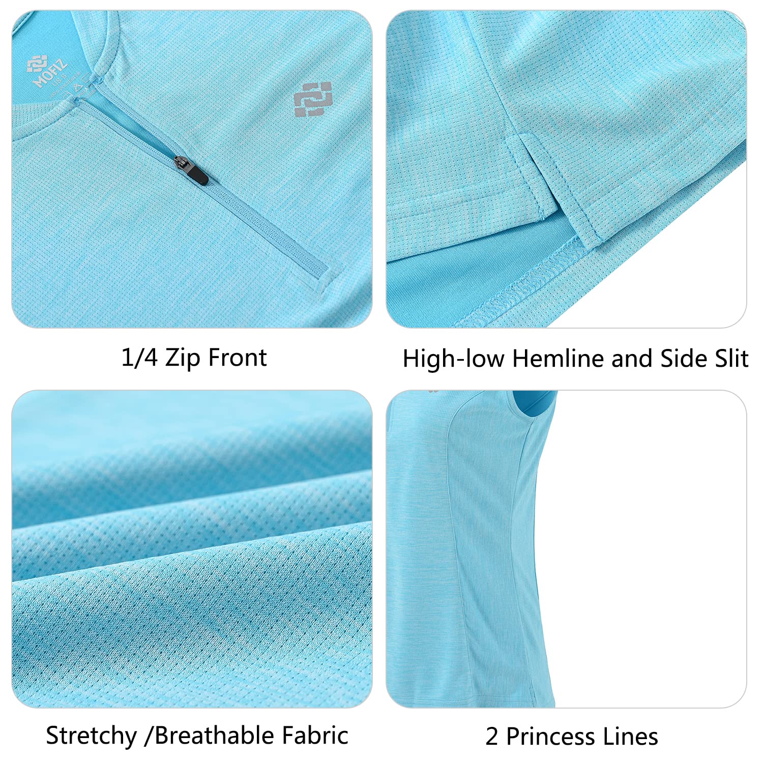 Women's Sleeveless Quick Dry Sports Shirt - UPF 50+ Tennis Golf Pickleball Shirt with Zipper | Perfect for Outdoor Activities, Gym Workouts & Summer Sports