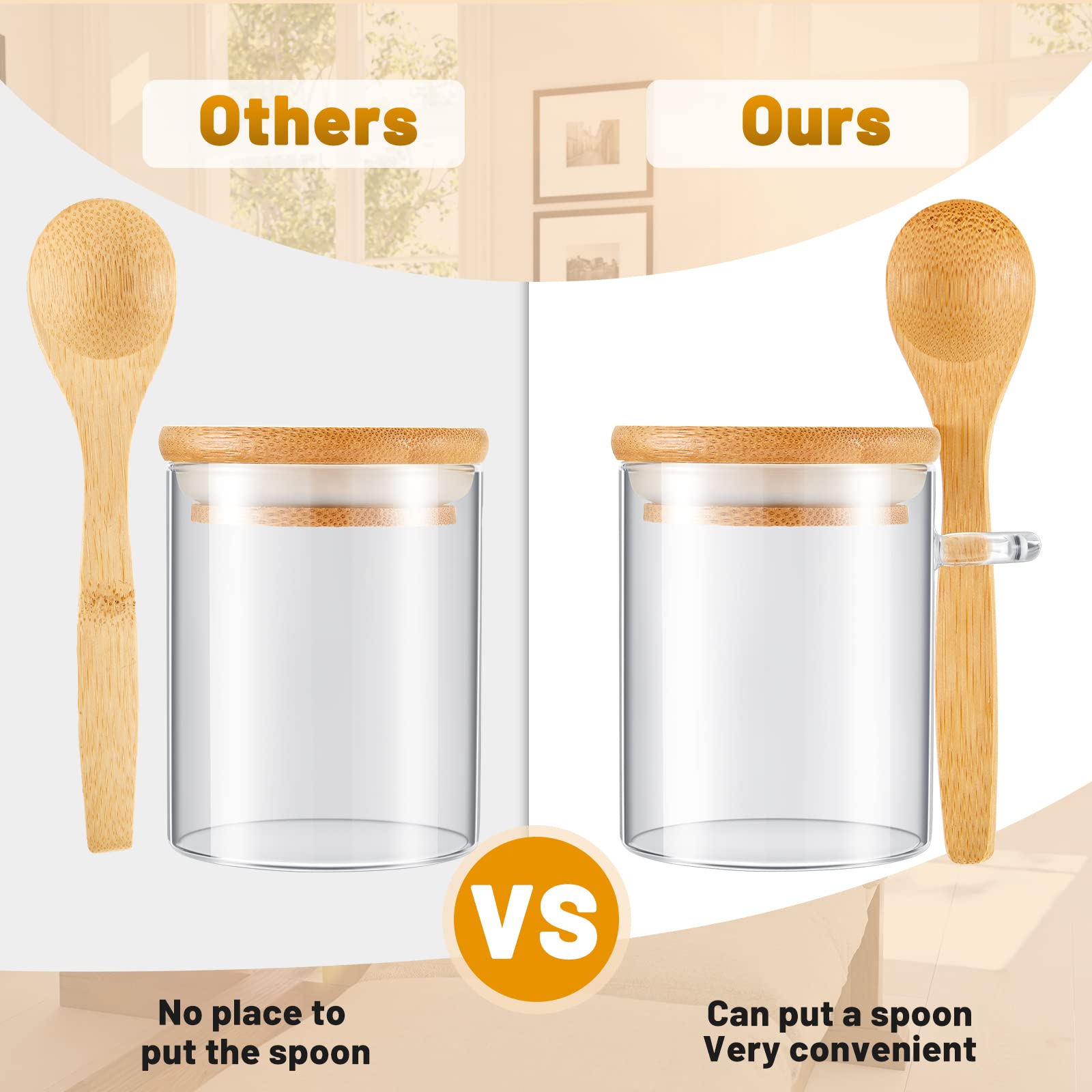 12-Piece Airtight Glass Spice Jars Set with Bamboo Lids & Wooden Spoons - 6 oz Clear Kitchen Canisters for Spices, Sugar, Tea, Nuts - Perfect for Pantry Organization & Food Storage (Ideal for Home Cooks & Baking Enthusiasts)