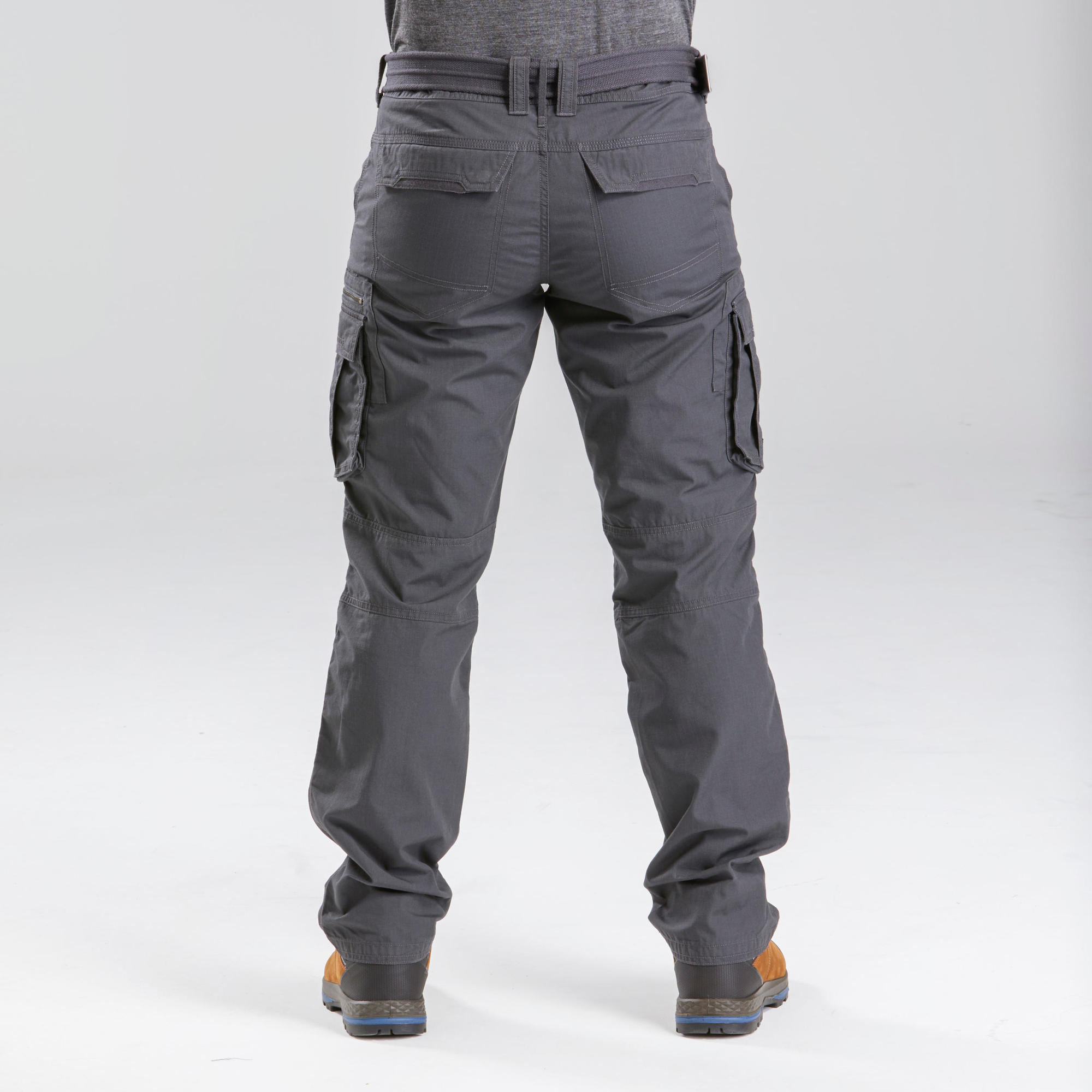Forclaz Men's Travel Backpacking Cargo Pants - Lightweight Quick-Dry Hiking Pants with Multiple Pockets, TRAVEL 100 Grey - Perfect for Outdoor Adventures, Camping & Travel