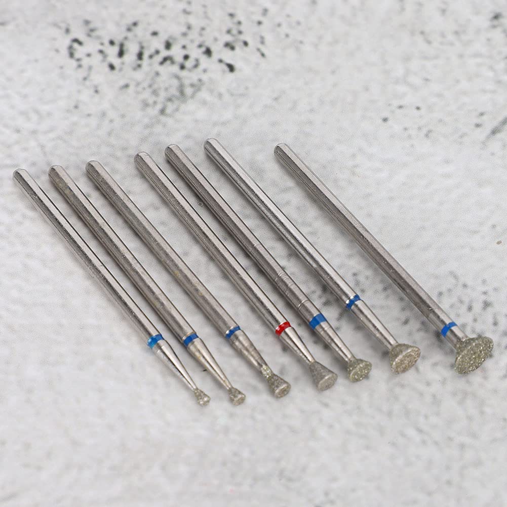 7pcs Ceramic Nail Drill Bits Set - 3/32 inch Diamond Carbide Grinding Heads for Acrylic/Gel Nails Removal, Cuticle Care & Manicure/Pedicure - Professional Electric Nail Art Tool for Salon & Home Use