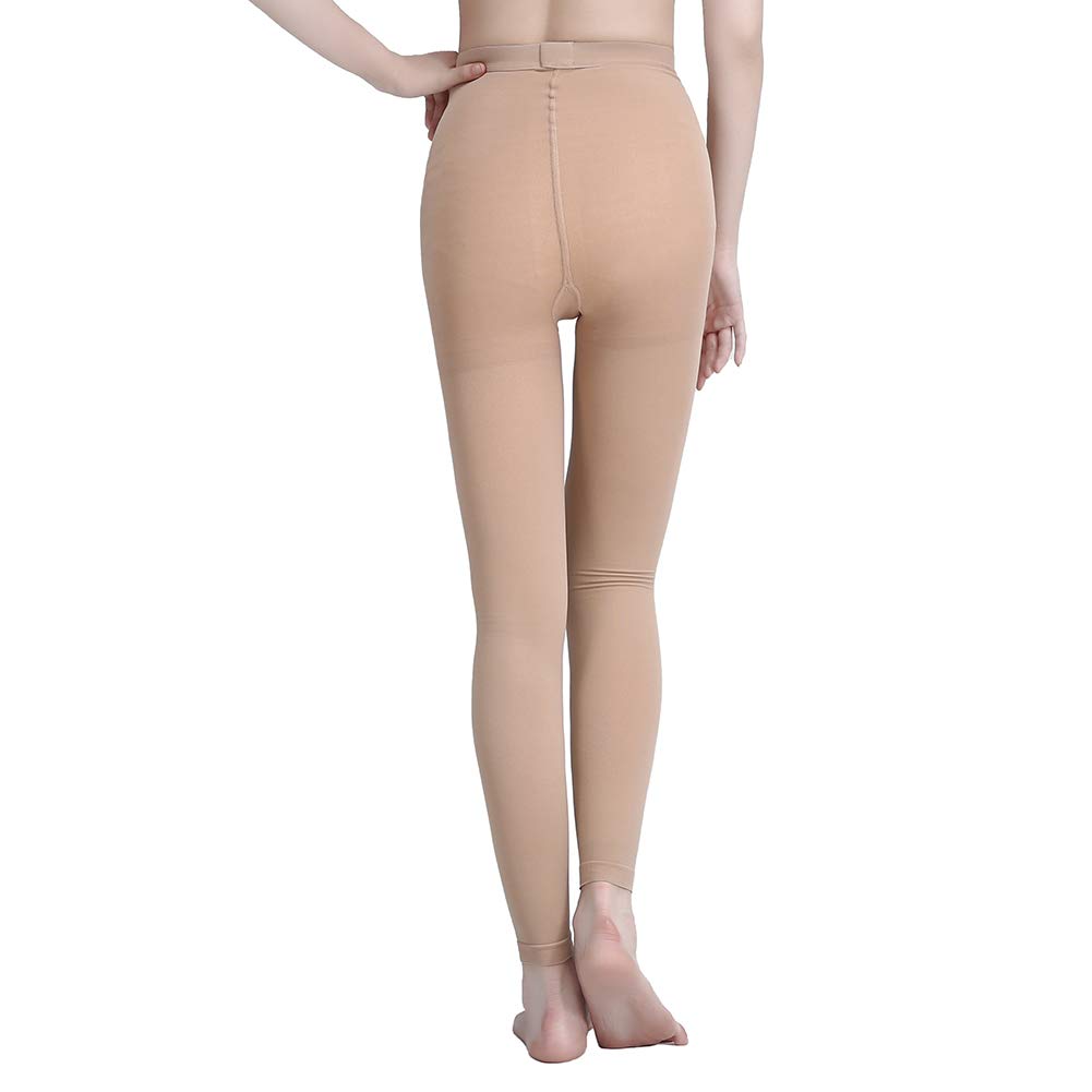 AMZAM® 15-20 mmHg Medical Compression Pantyhose for Women & Men - Graduated Support Leggings for Edema, Varicose Veins & Post-Surgery Recovery - Opaque Footless Waist-High Stockings (Beige, 3XL) - Ideal for Travel, Work & Daily Comfort