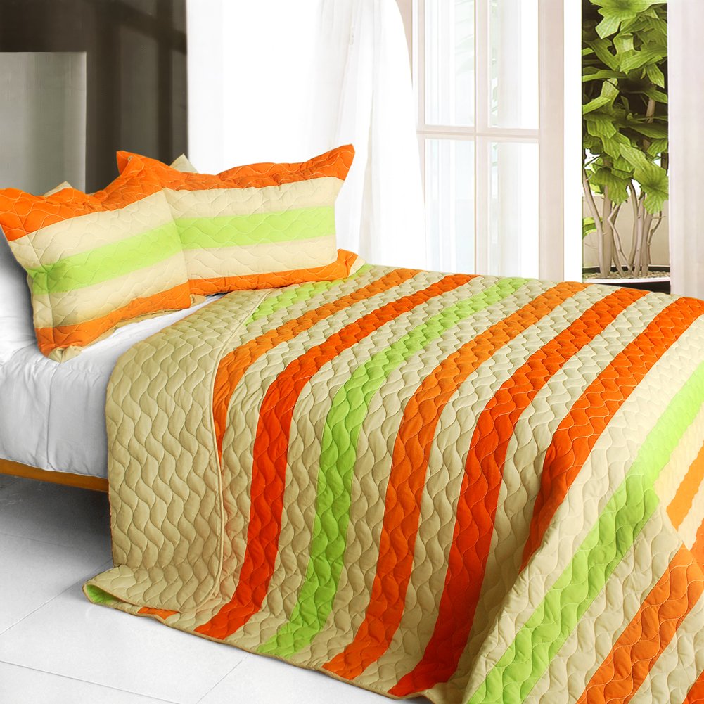 Amber Romance 3-Piece Patchwork Quilt Set - Full/Queen Size Bedding - Cozy & Stylish for Master Bedroom, Guest Room or Dorm Decor
