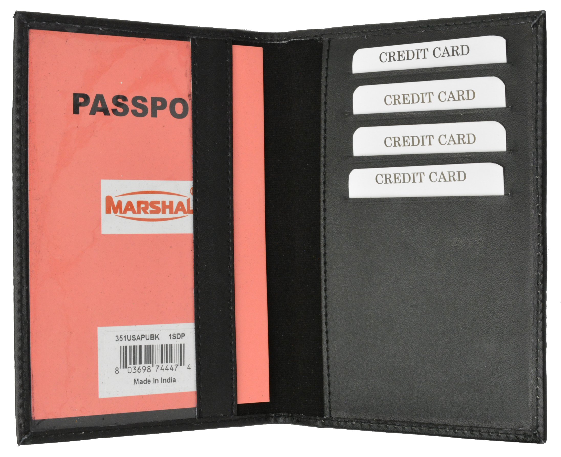 Premium USA Gold Logo Travel Passport Card Holder - RFID Blocking Leather Wallet Case Protector (Black) | Perfect for International Travel, Business Trips & Daily Commute