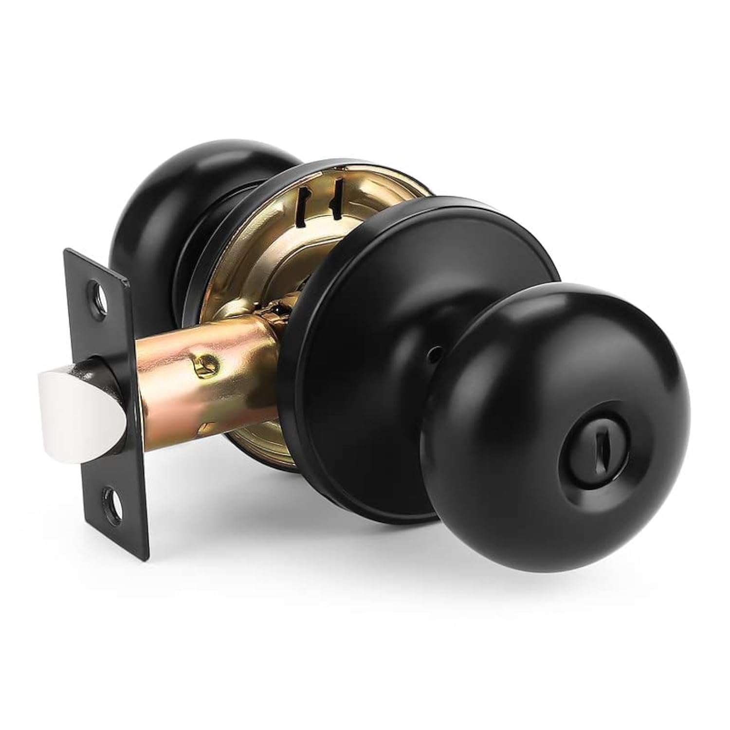Mengico 6 Pack Black Interior Door Handles with Privacy Lock - Bedroom & Bathroom Door Knobs for Home, Office, and Hotel Use