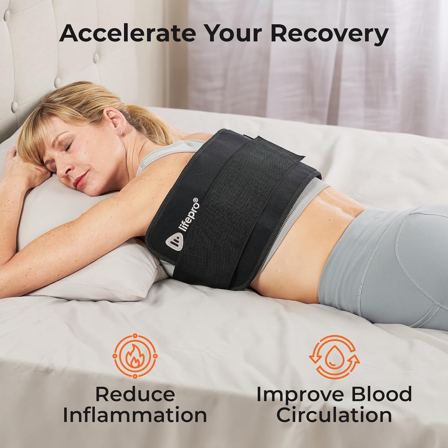 Allevared Pro Mini Light Therapy Belt for Pain Relief - Red & Infrared LED Light Therapy Device for Back, Shoulder, Knee - Portable & Rechargeable for Home Use