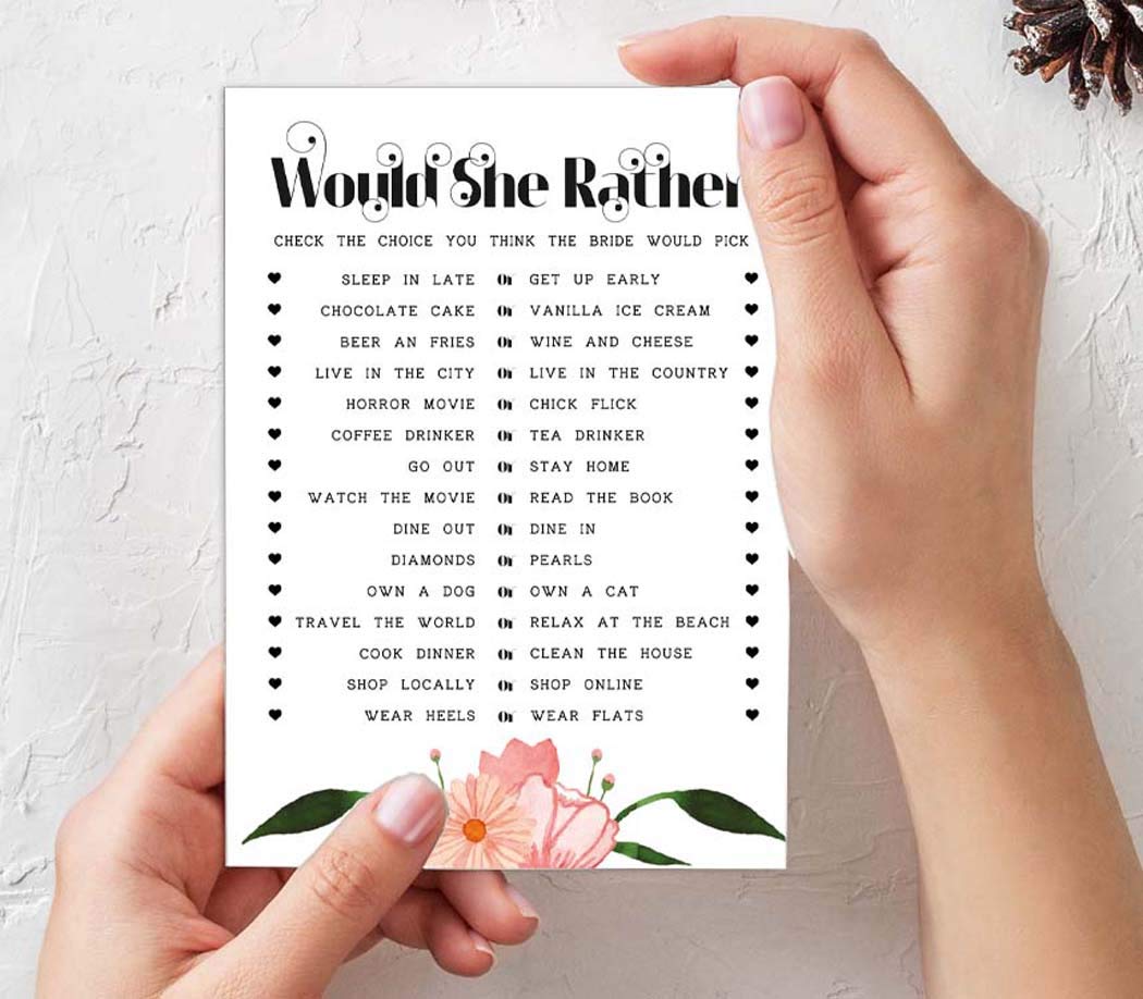 Floral Bridal Shower Game Set of 4 (50 Sheets Each) - Fun Bachelorette Party Games Bundle for Wedding Celebrations and Bridal Events