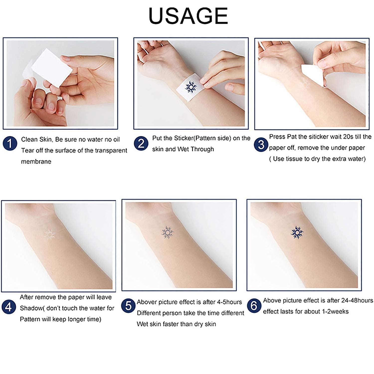 Artsure 6-Pack Temporary Fake Tattoos for Men & Women - Maori Style Crab Head Design for Neck, Arm, Chest - 3.7x3.7 Inch - Perfect for Parties, Halloween, Costumes & Body Art