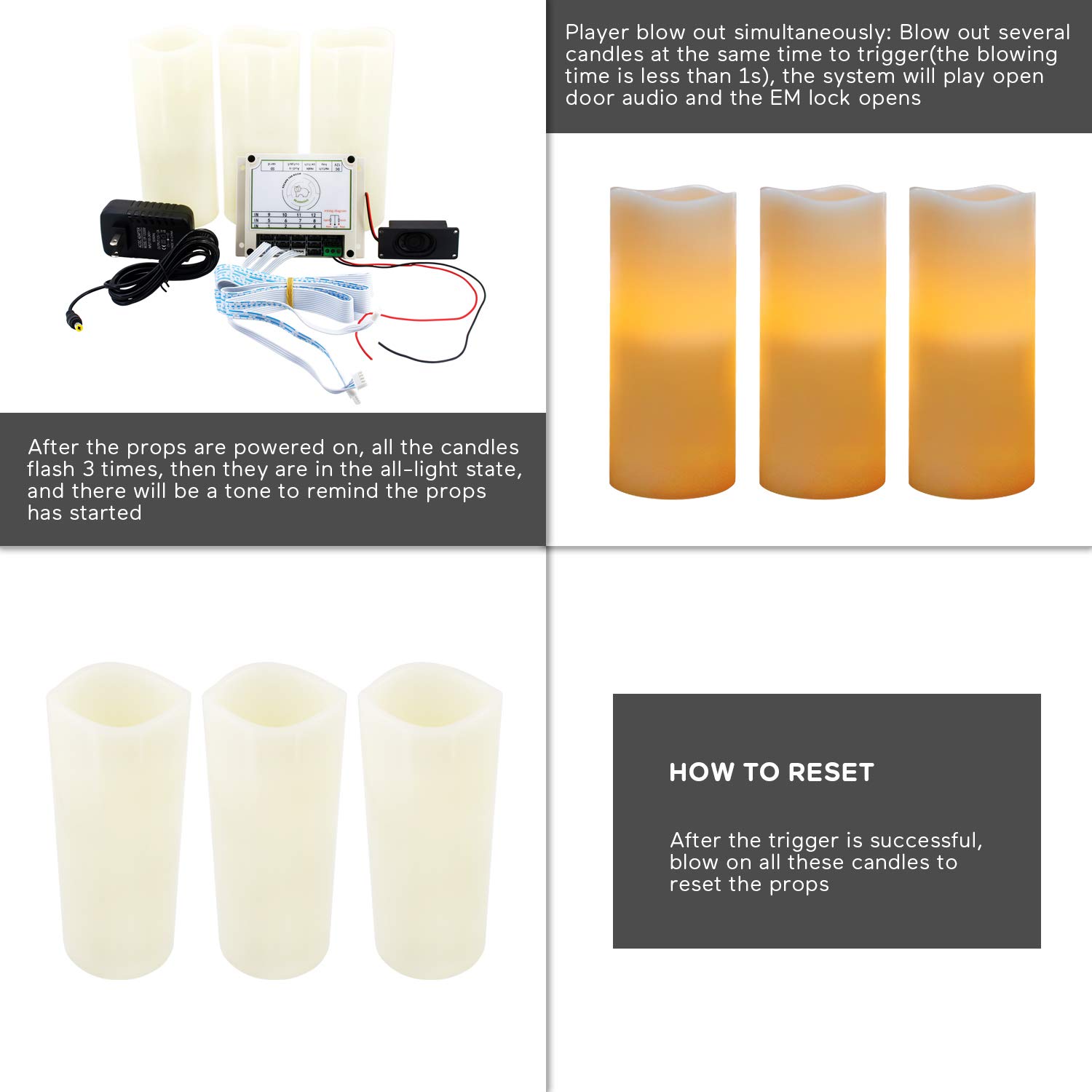 Realistic Escape Room Candle Props - Blow Out to Unlock Puzzle Game for Indoor Adventure (Set of 6 Candles) | Perfect for Mystery Games, Team Building & Escape Room Enthusiasts