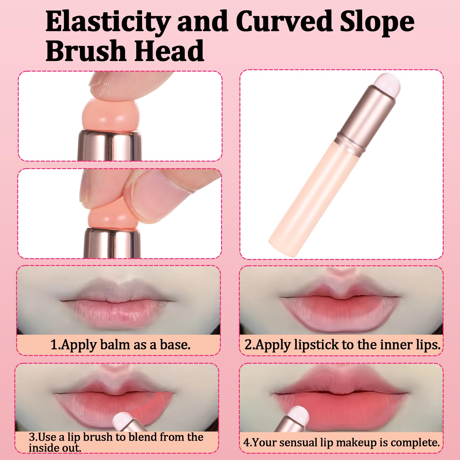 4Pcs Silicone Lip Brush Set - Soft Round Head Lip Makeup Brush for Lip Balm, Gloss & Tint Application - Portable Concealer & Exfoliator with Protective Dust Cap - Perfect for Home, Travel & Professional Makeup Kits