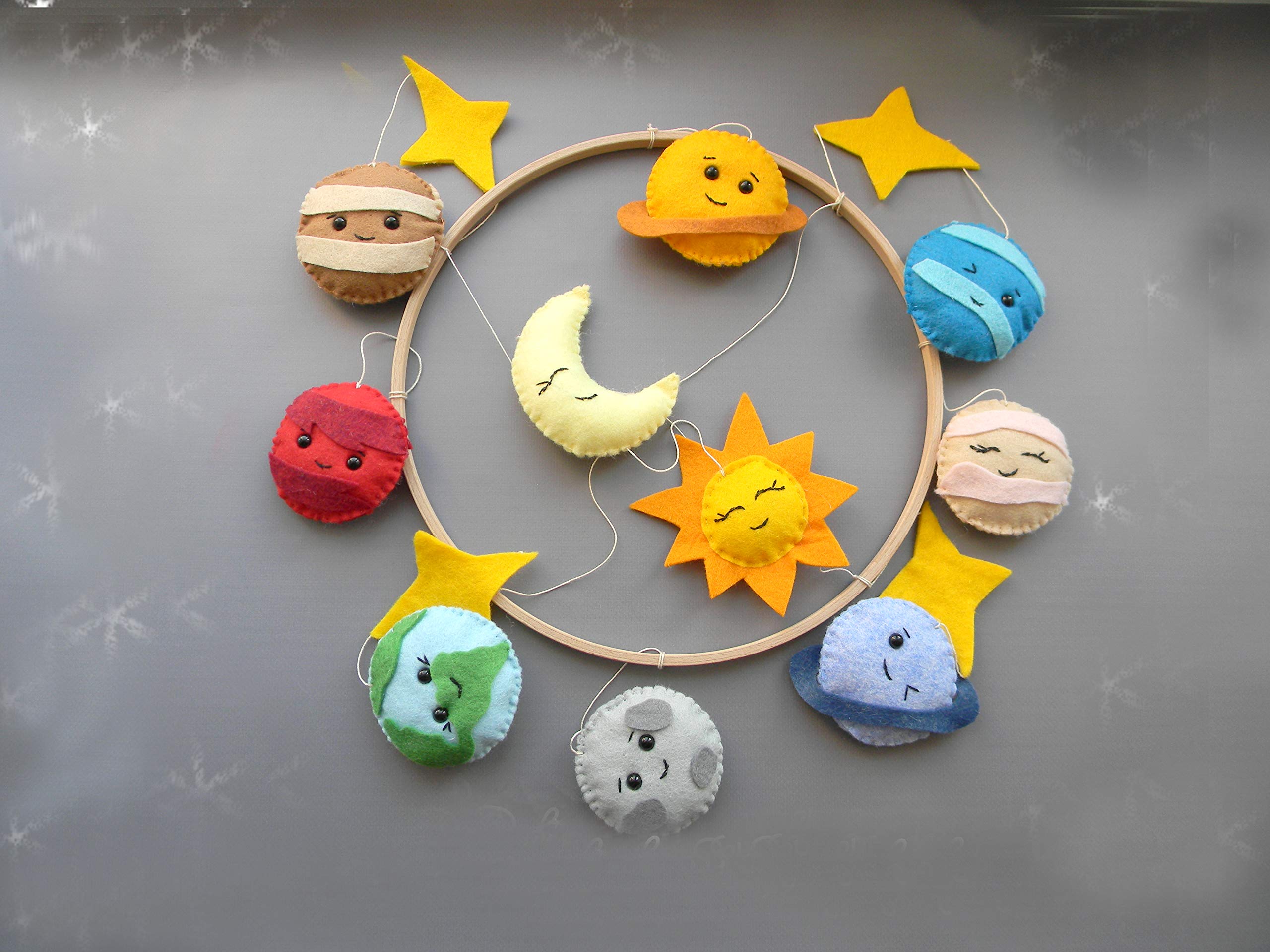 Solar System Baby Crib Mobile - Space-Themed Nursery Decor with Planets - Handmade Felt Hanging Mobile for Boys & Girls - Perfect for Newborn Gifts & Space-Themed Nursery Room Decor