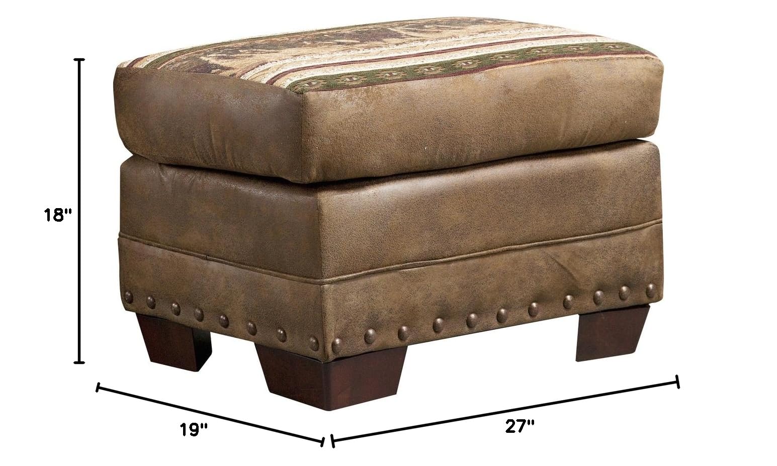 Wild Horses Ottoman - Classic American Furniture for Living Room, Bedroom & Home Decor | Comfortable Footstool & Stylish Accent Piece