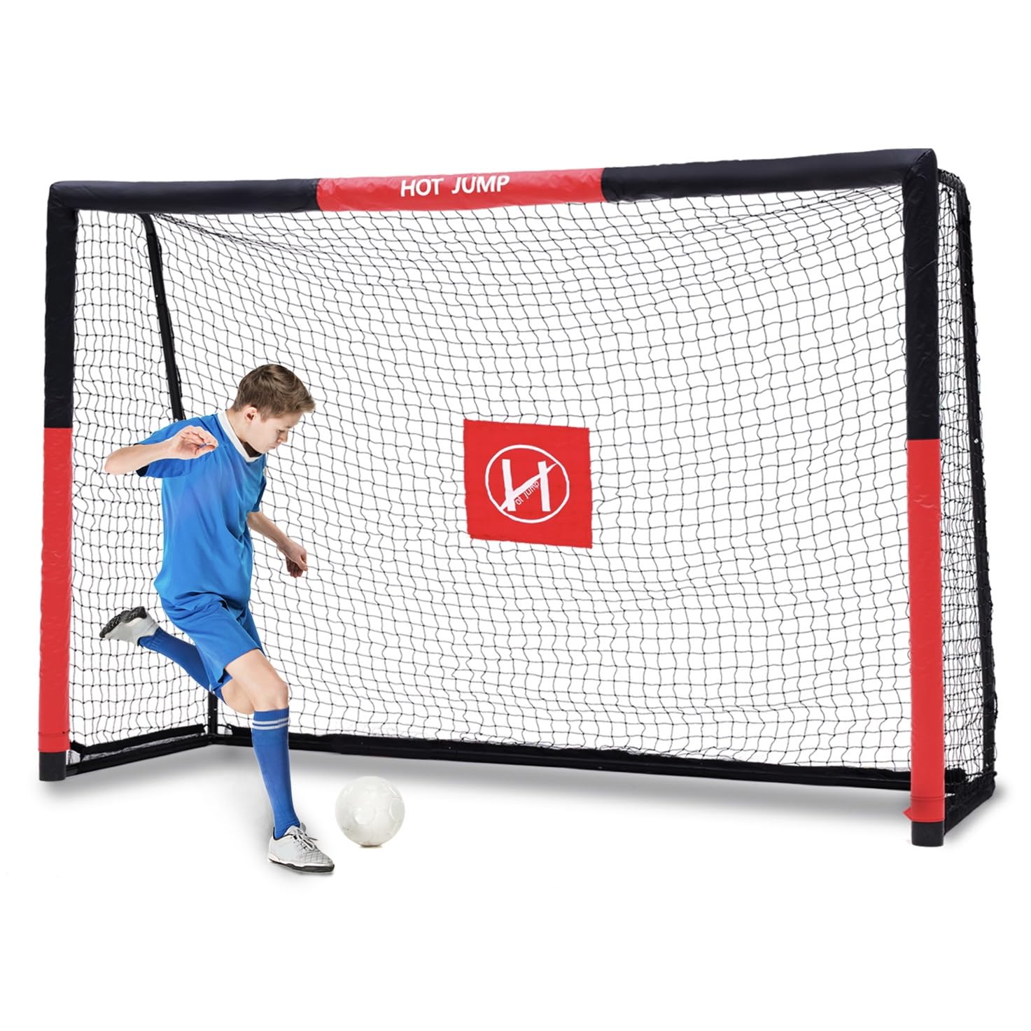 6x4/8x5/10x6.5/12x6.5ft Metal Soccer Goal for Backyard - Adjustable Kids & Adults Soccer Net with Zipper Design, Easy Assembly, Weatherproof Foam Padded Goal Post - Perfect for Youth Training, Backyard Practice & Family Soccer Games