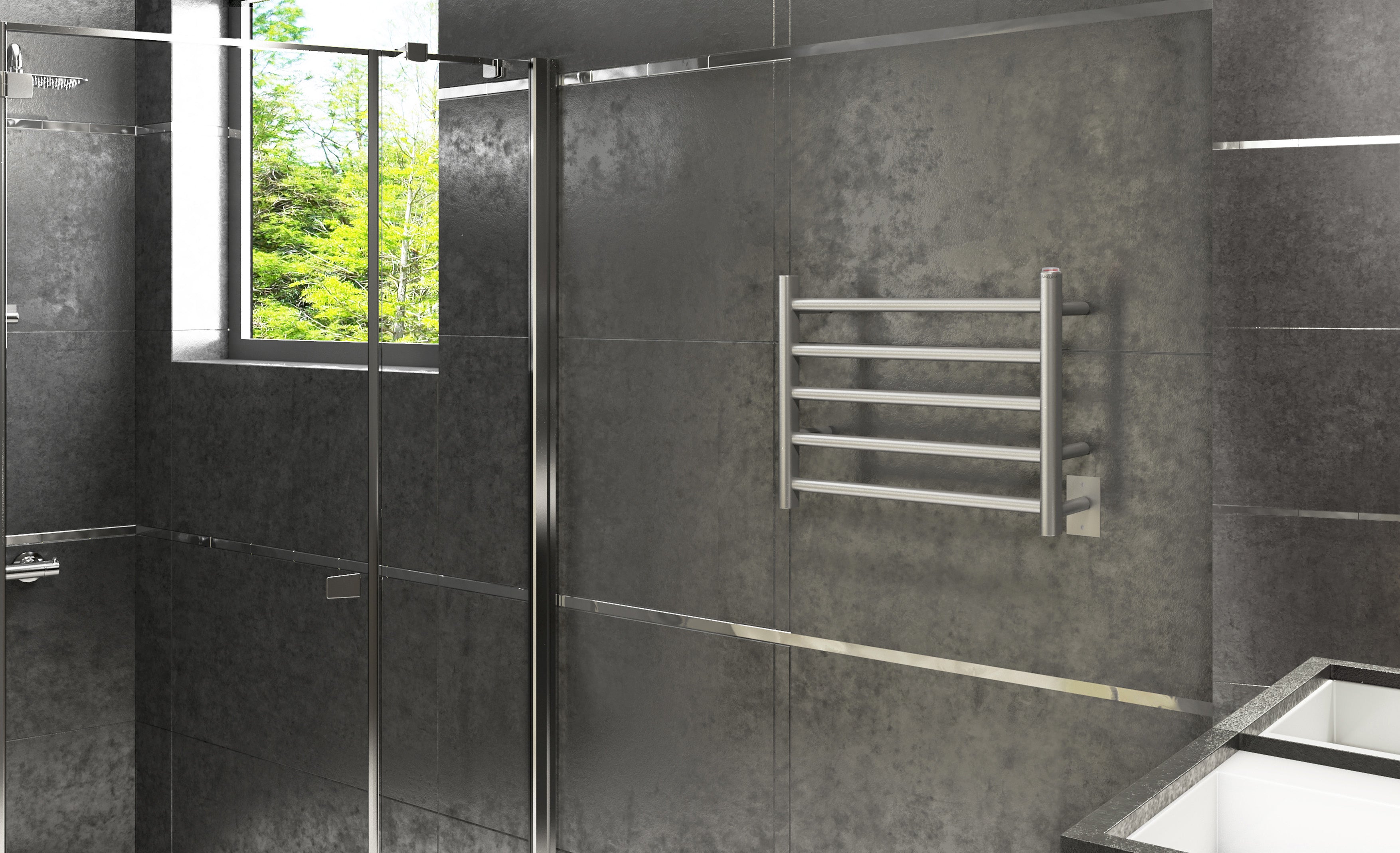 Premium Prima Dual 5 Bar Hardwired & Plug-in Electric Towel Warmer - Brushed Stainless Steel Finish | Fast Heating Bathroom Luxury for Spa, Hotel & Home Use
