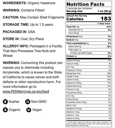 Organic Blanched Roasted Hazelnuts 8 lbs - Non-GMO, Dry Roasted, Skinless, Whole, Unsalted, Kosher, Vegan Bulk - Perfect for Keto Diet, Baking, Salads, Granola & Healthy Snacking