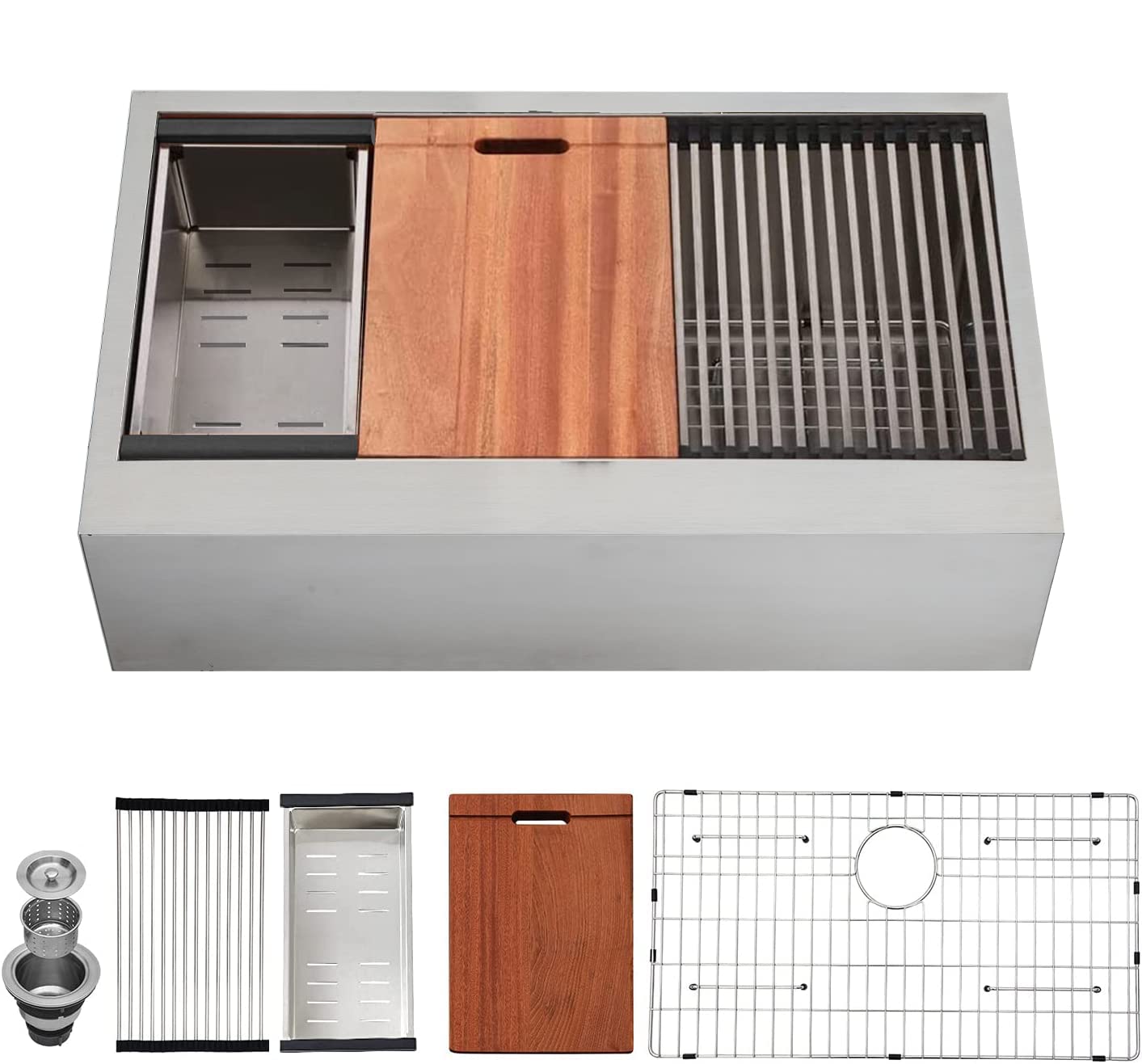KINGO HOME 33 Inch Stainless Steel Farmhouse Kitchen Sink - 33