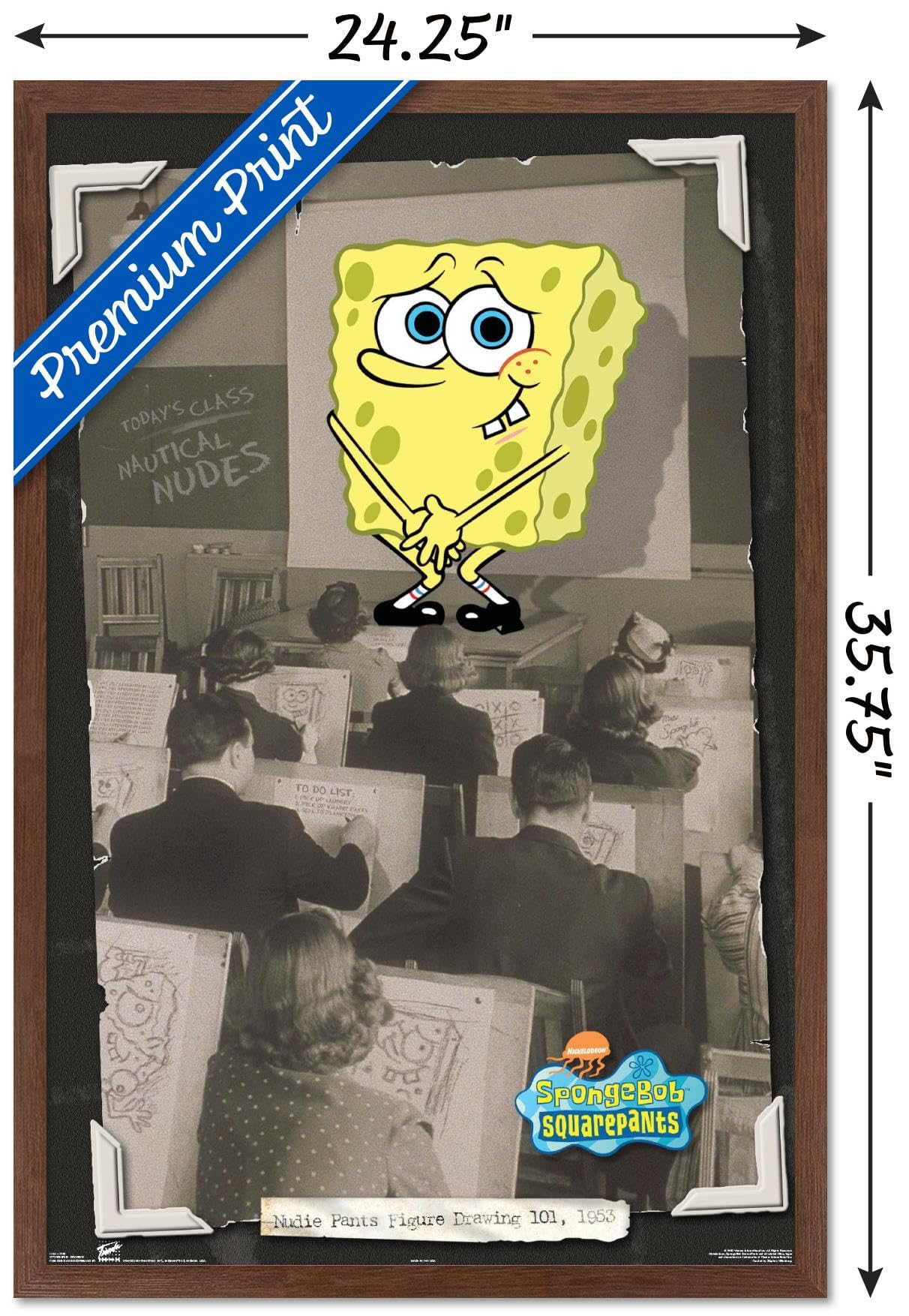 Trends International Nickelodeon SpongeBob SquarePants Framed Wall Poster - 22.375 x 34 Inches, Mahogany Finish - Perfect for Kids' Room Decor, Classroom, or Office