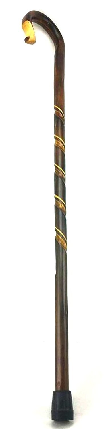 Unisex Shepherd Style Crook Cane - Natural Chestnut Wood Walking Stick | Affordable Gift for Hikers, Farmers & Costume Enthusiasts | Perfect for Hiking, Farm Work & Renaissance Fairs | Item #DHAR-9105600