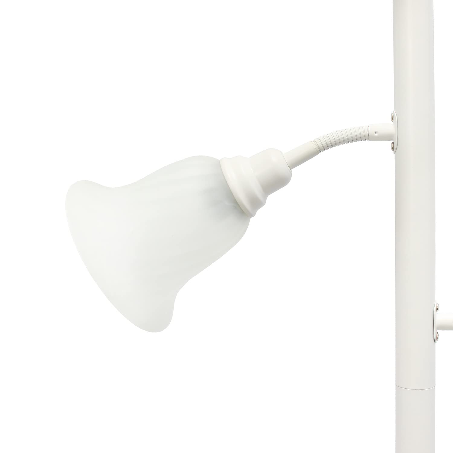 White Torchiere Floor Lamp with 2 Adjustable Reading Lights & Scalloped Glass Shades - Perfect for Living Room, Bedroom & Office Lighting