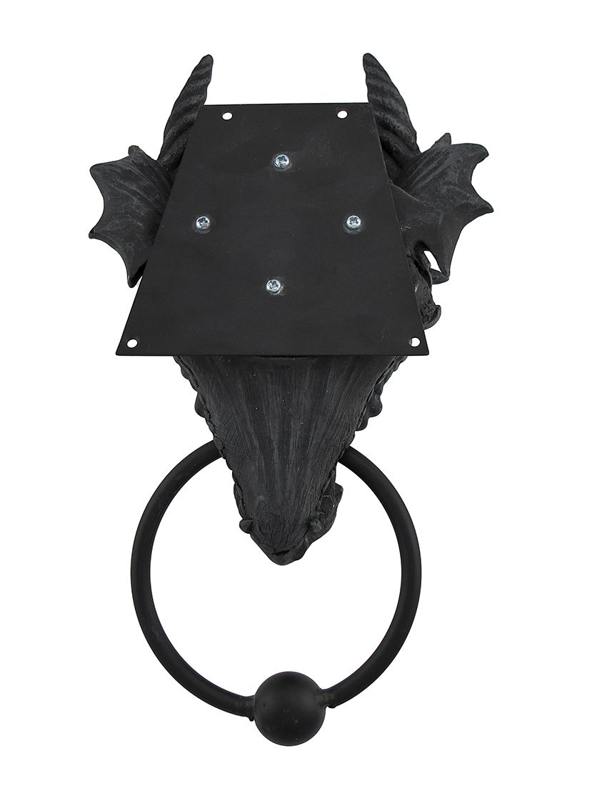Gothic Dragon Door Knocker - Heavy Duty Cast Iron Finish for Home Decor | Medieval Style Entryway Hardware for Front Doors, Gates & Cabinets