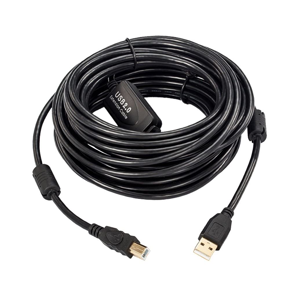 Yinrunx USB 2.0 Printer Cable - High Speed 32FT/49FT/65FT Long USB B Extension Cable with Signal Booster for Printers, Scanners & Copiers - Perfect for Office, Home & Commercial Use