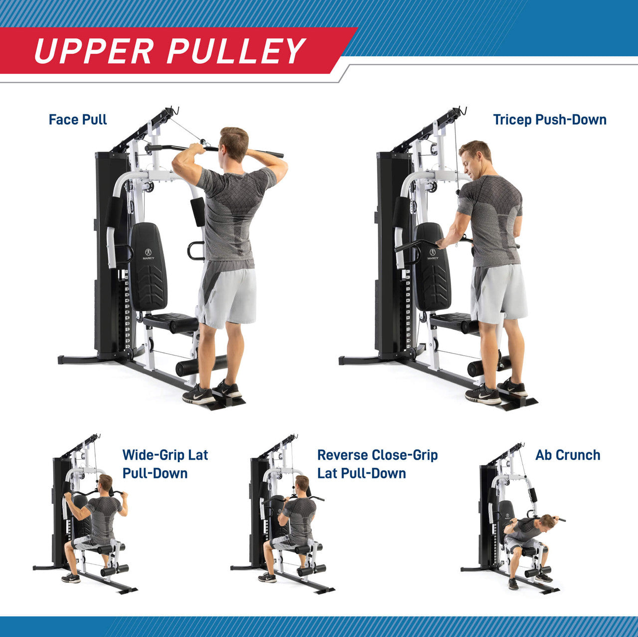 Marcy 150lbs Home Gym System MWM-8147 - Strength Training Equipment for Full Body Workout at Home | Perfect for Small Spaces & Home Fitness