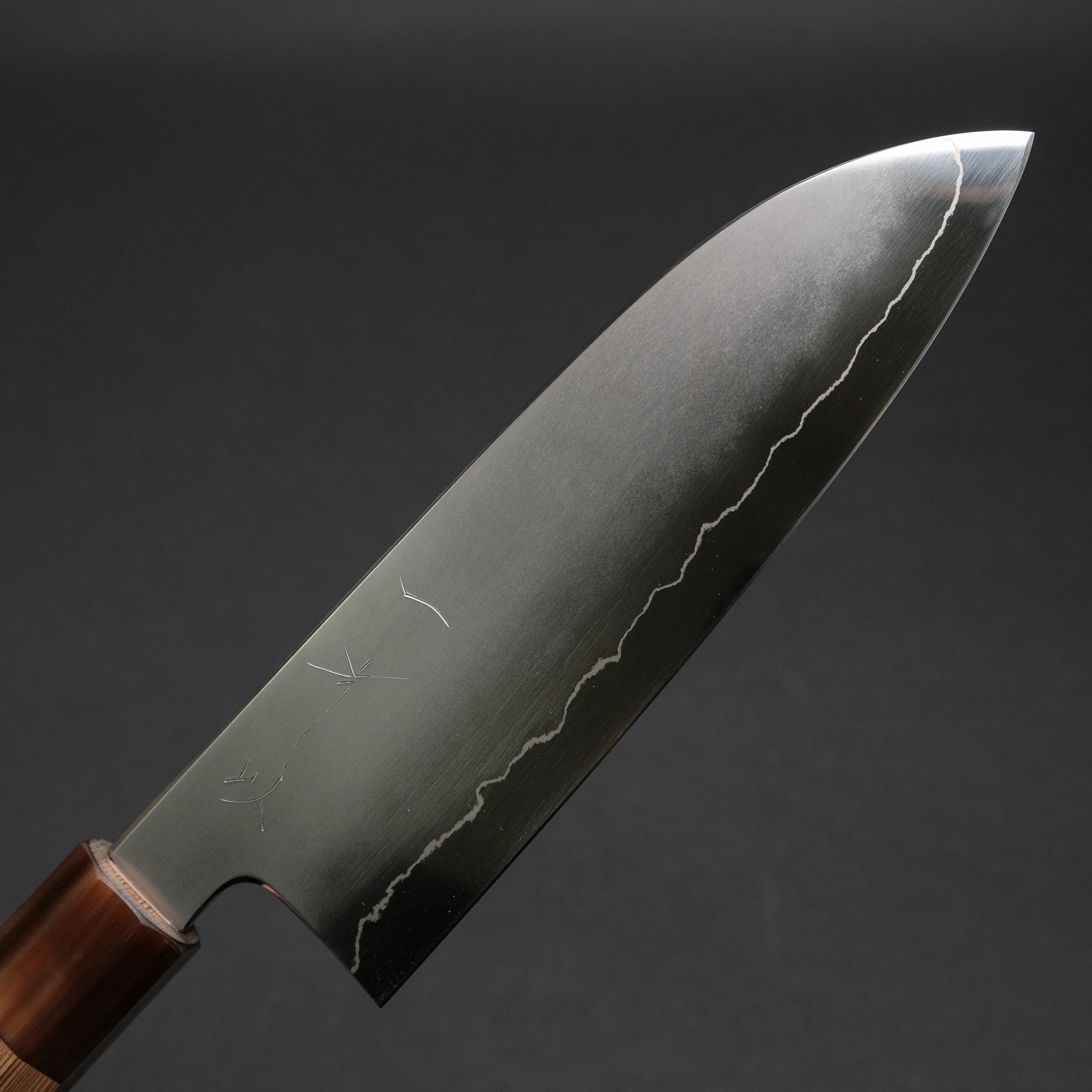 Hitohira Kikuchiyo Izo Silver #3 Santoku Knife with Yakusugi Cedar Handle - Premium Japanese Kitchen Knife for Slicing, Dicing & Chopping - Perfect for Home Chefs & Professional Kitchens