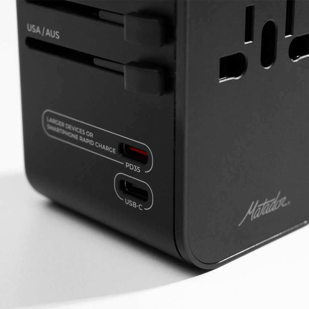 Matador Global Travel Adapter - Universal All-in-One International Power Plug Converter for USA, Europe, Asia - Perfect for Business Trips, Vacations & Digital Nomads