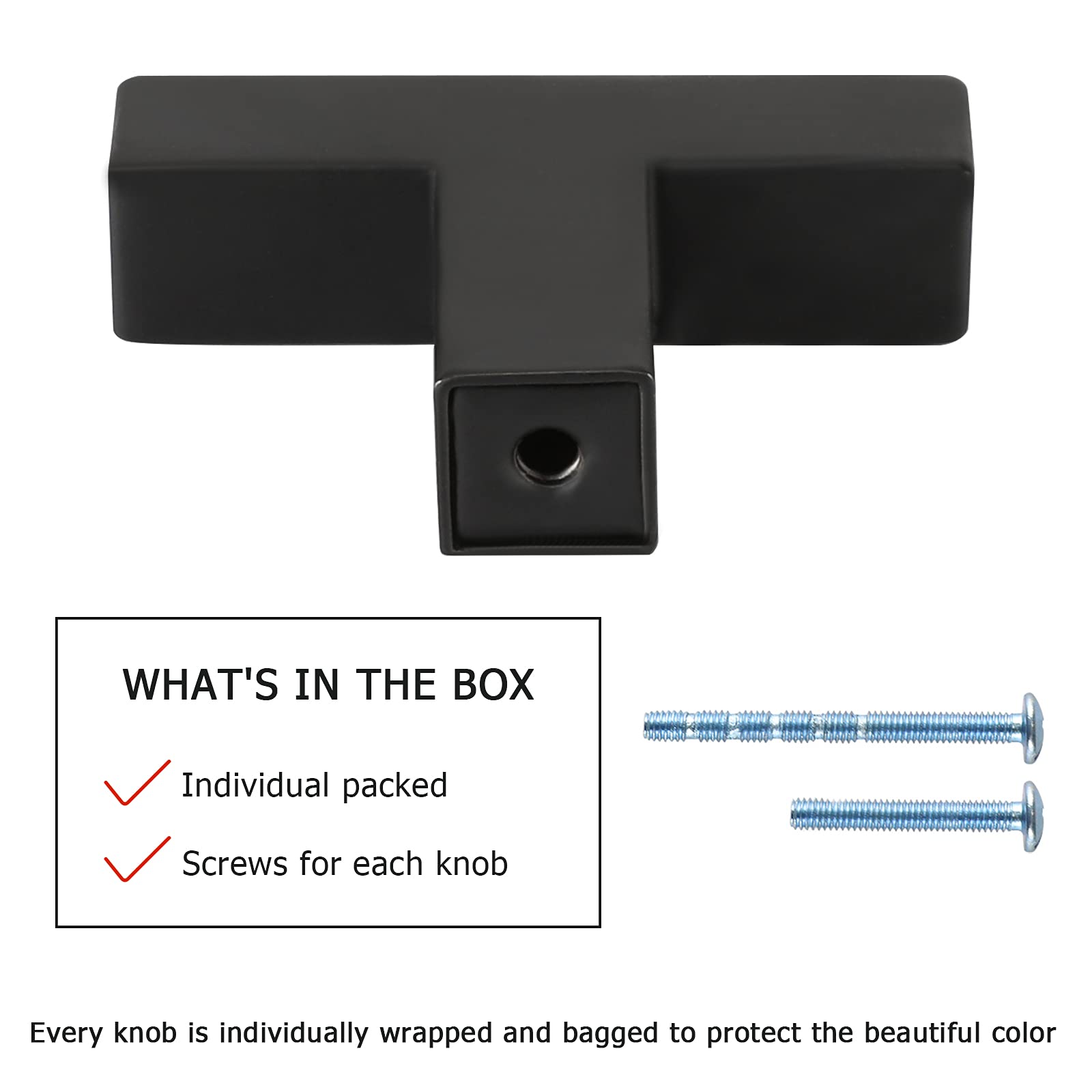 50 Pack Black Square Cabinet Knobs - Stainless Steel Kitchen & Bathroom Hardware for Drawers, Dressers & Cupboards - Durable & Stylish Home Upgrade for Modern Interiors