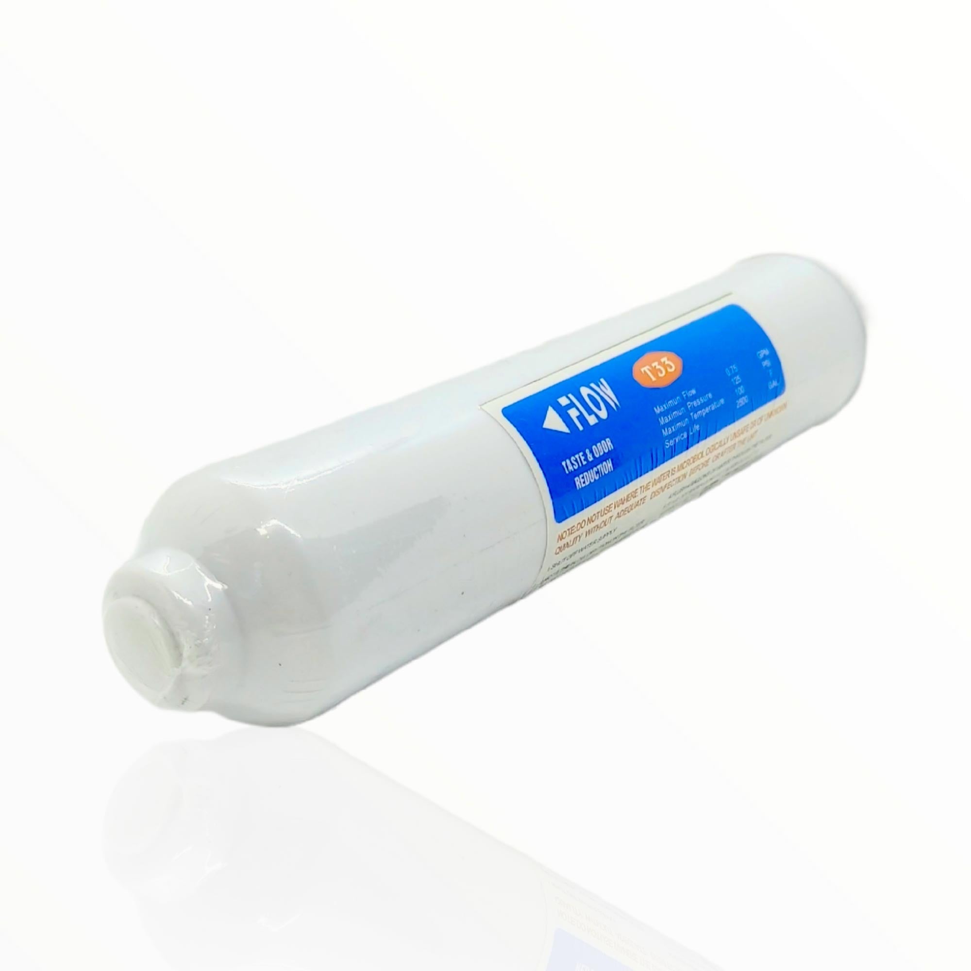 10RO T33 Inline Coconut Carbon Filter Replacement Cartridge for Reverse Osmosis Systems - Improves Water Taste & Odor, Ideal for Home & Office Use